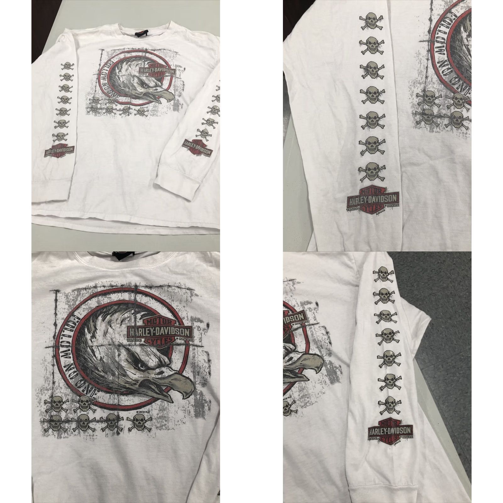 Harley Davidson Harley-Davidson Shirt Motorcycle Graphic Print Long Sleeve Double-Sided 2011 2018 Birmingham AL White L Mens Size US L / EU 52-54 / 3 - 8 Thumbnail