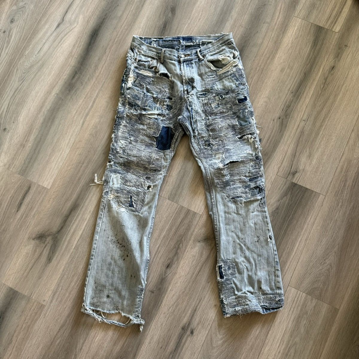 Japanese Brand × Vintage Custom reworked denim patched jeans Size US 30 / EU 46 - 1 Thumbnail