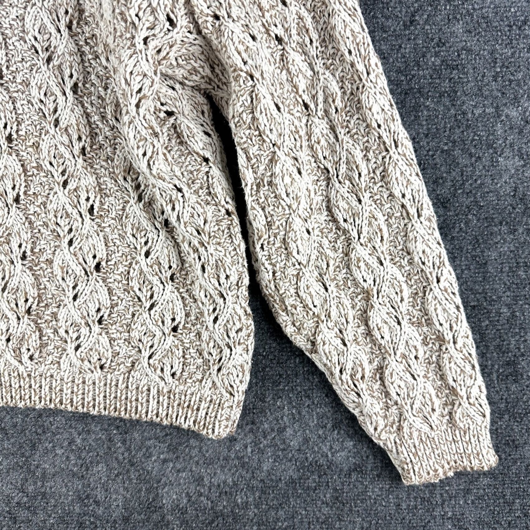 Vintage David Brett Sweater Womens Large Beige Loose Knit Ribbed Hem Pullover Size L / US 10 / IT 46 - 2 Thumbnail