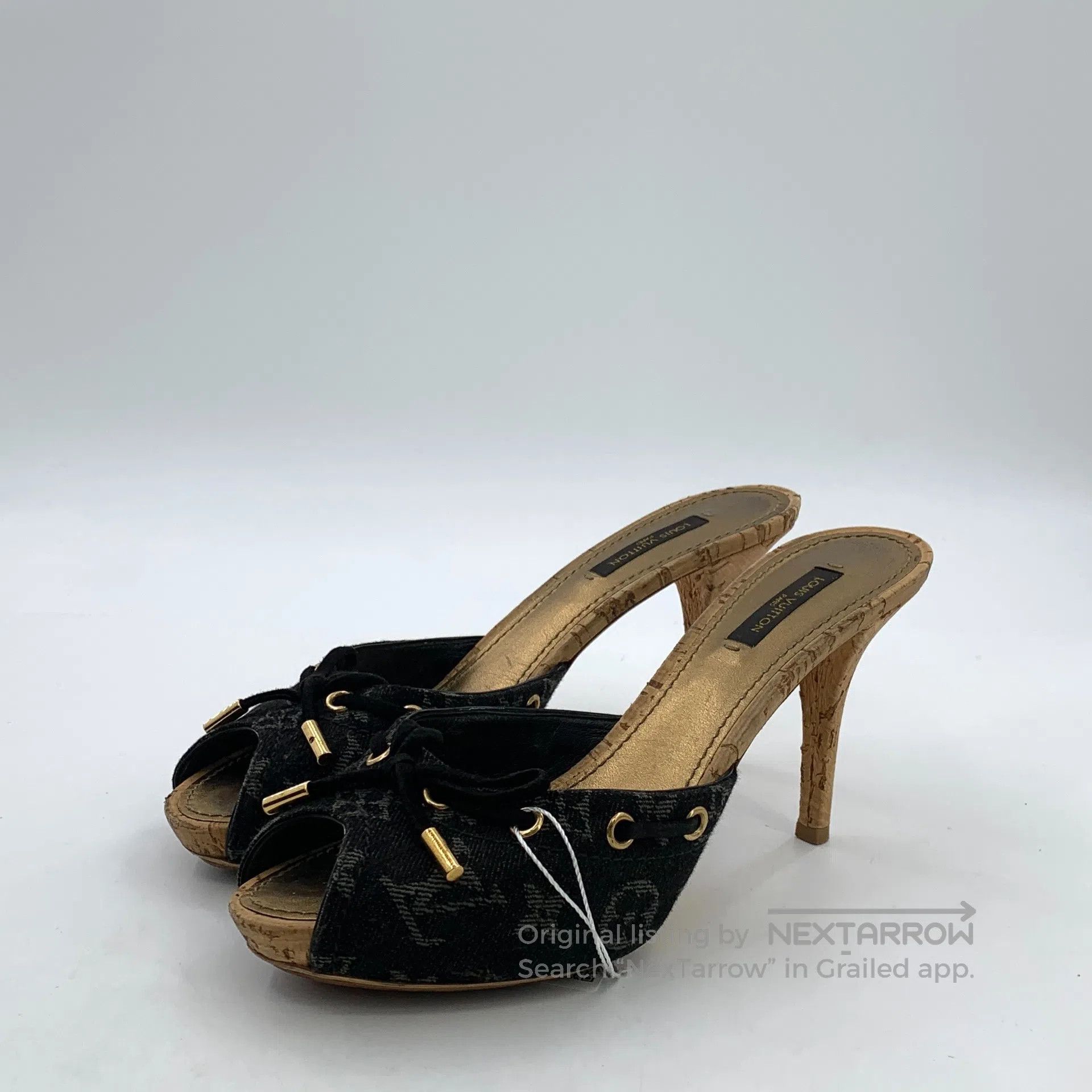 Louis Vuitton Louis Vuitton Black Monogram Print Ankle Strap High Heel M Size US 7.5 / IT 37.5 - 1 Thumbnail