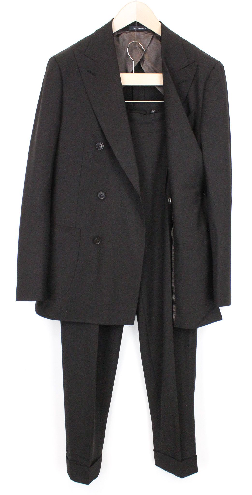 image of Suitsupply La Spalla Uk38R Double-Breasted Wool Dark Brown Suit 71217, Men's