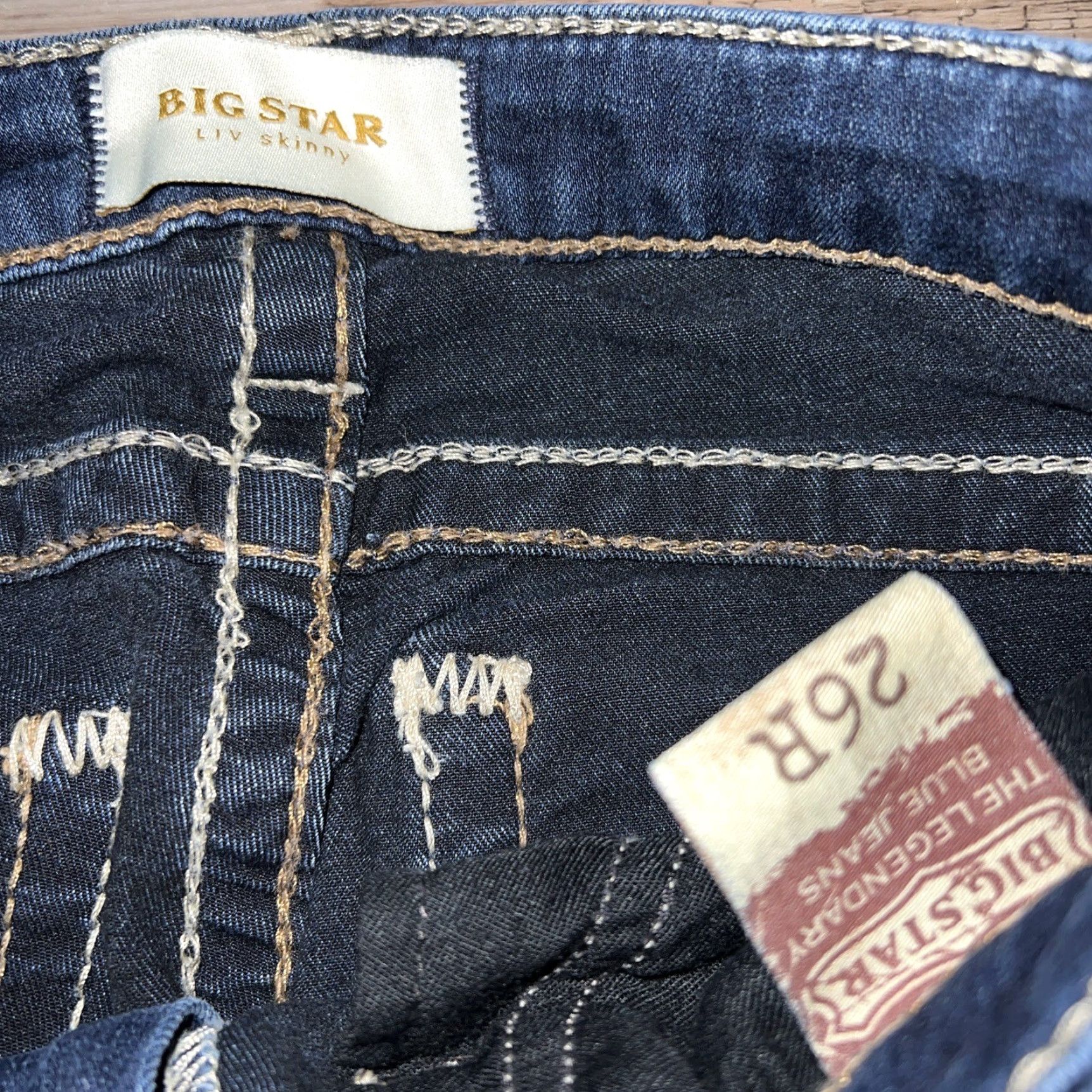 Vintage BIG STAR Liv Skinny Blue Jeans Womens 26R 28” Inseam Size 26" / US 2 / IT 38 - 5 Thumbnail