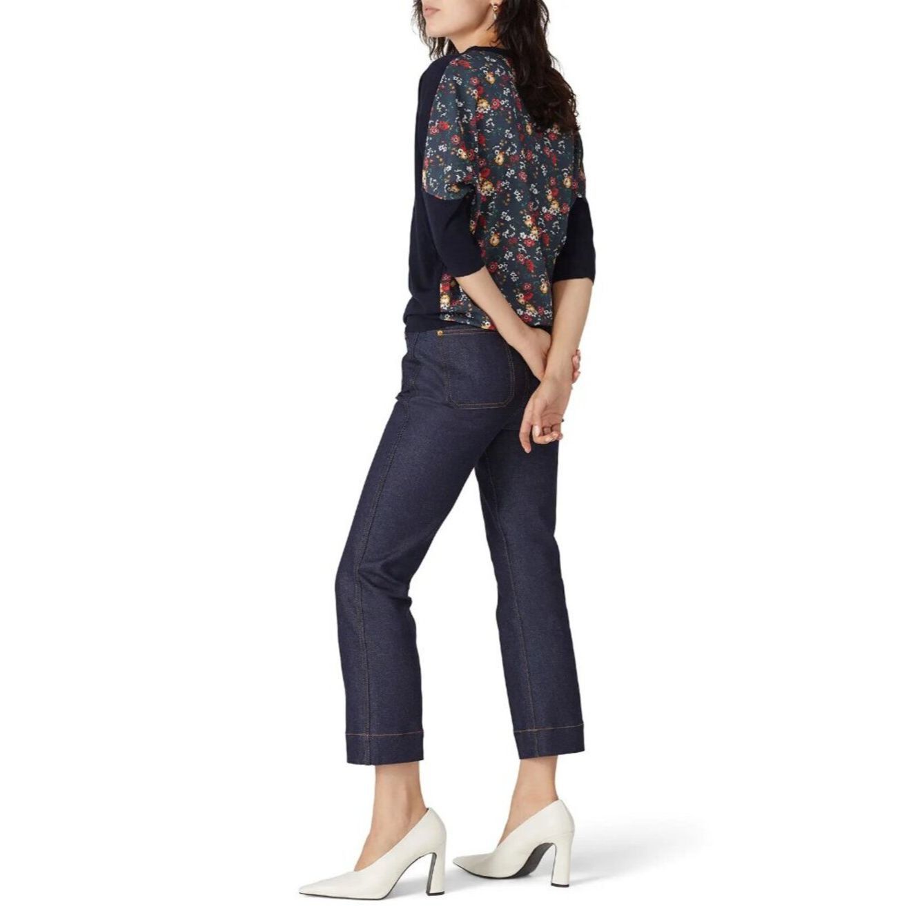 Derek Lam 10 Crosby Derek Lam Navy Floral Back Wool Blend Sweater Size L Size L / US 10 / IT 46 - 1 Thumbnail