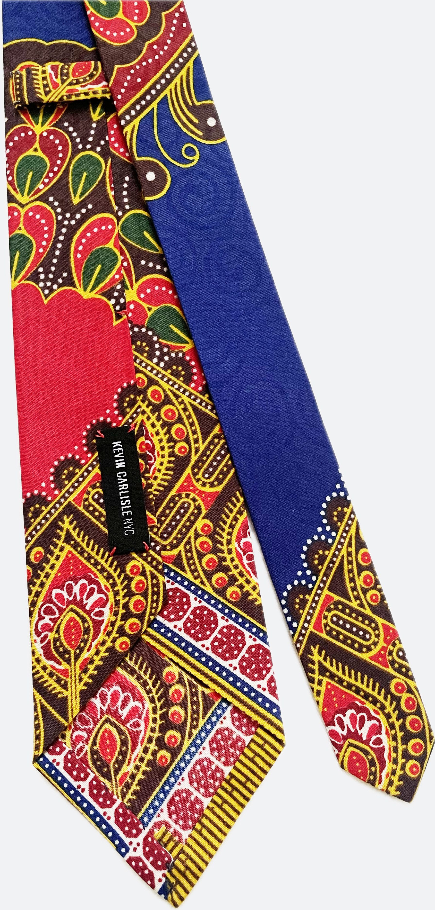 Other Handmade 7-Fold Tie – Red & Blue Ankara Wax Cotton Print(3") Size ONE SIZE - 8 Thumbnail