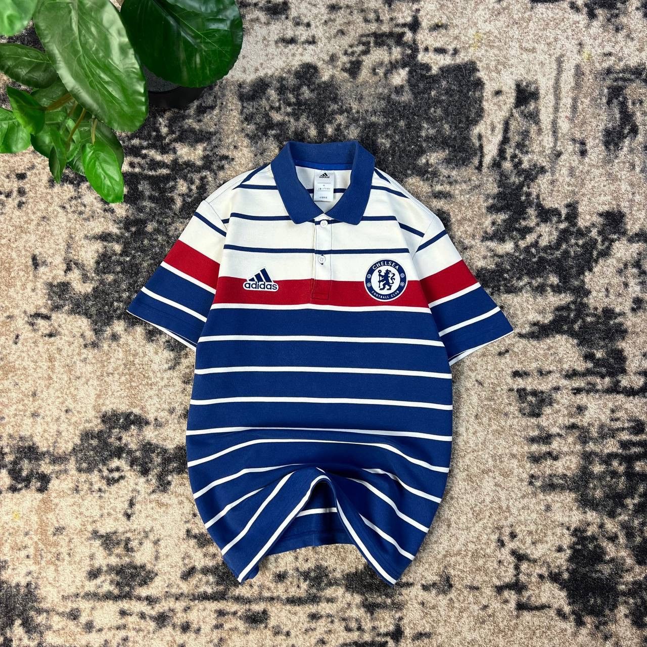 Adidas Adidas Chelsea Mini Logo Striped Soccer Polo T-Shirt Size US M / EU 48-50 / 2 - 1 Thumbnail