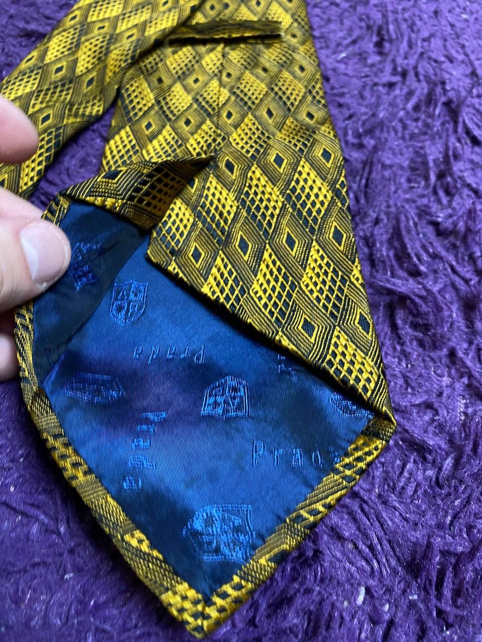 Prada Vintage Prada Cravatte Geometric Pattern Silk Size ONE SIZE - 4 Thumbnail