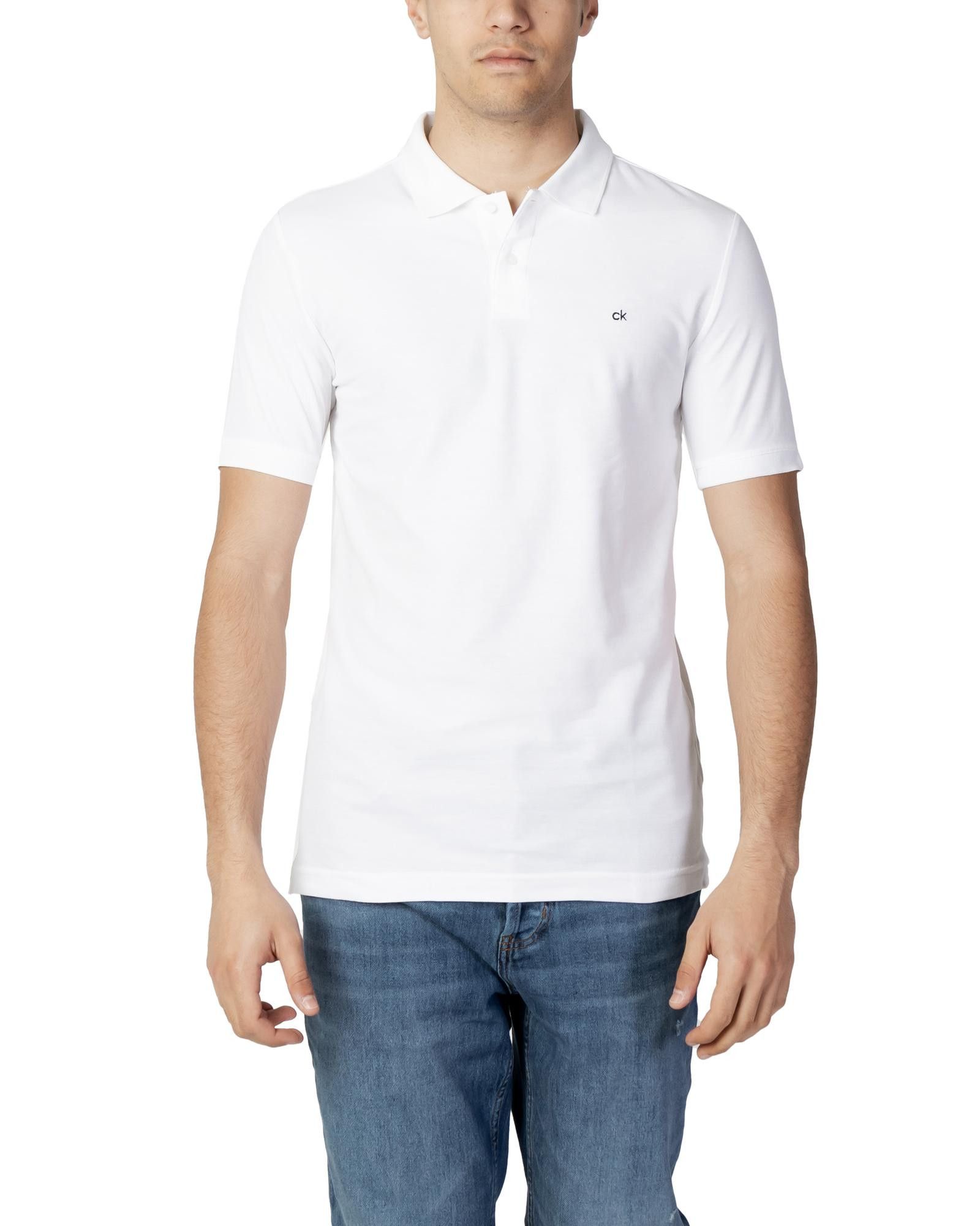 Image of Calvin Klein Plain Polo With Button Fastening in White, Men's (Size XL)