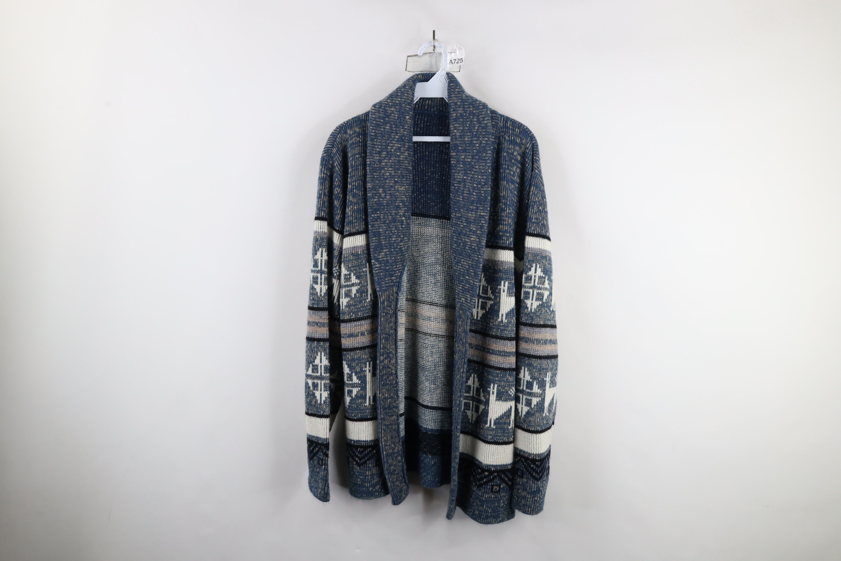 Vintage Vintage 70s Fair Isle Open Front Shawl Cardigan Sweater USA Size US XL / EU 56 / 4 - 1 Thumbnail