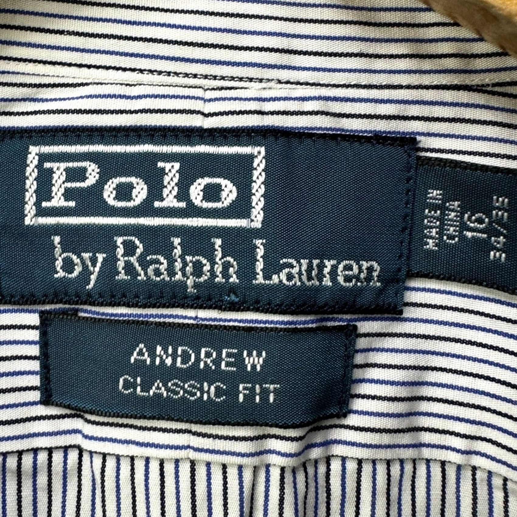 Polo Ralph Lauren Polo Ralph Lauren Shirt Men 16 Classic Fit Blue Striped Button-Up Long Sleeve Non-Iron Casual Workwear Size 42R - 5 Thumbnail
