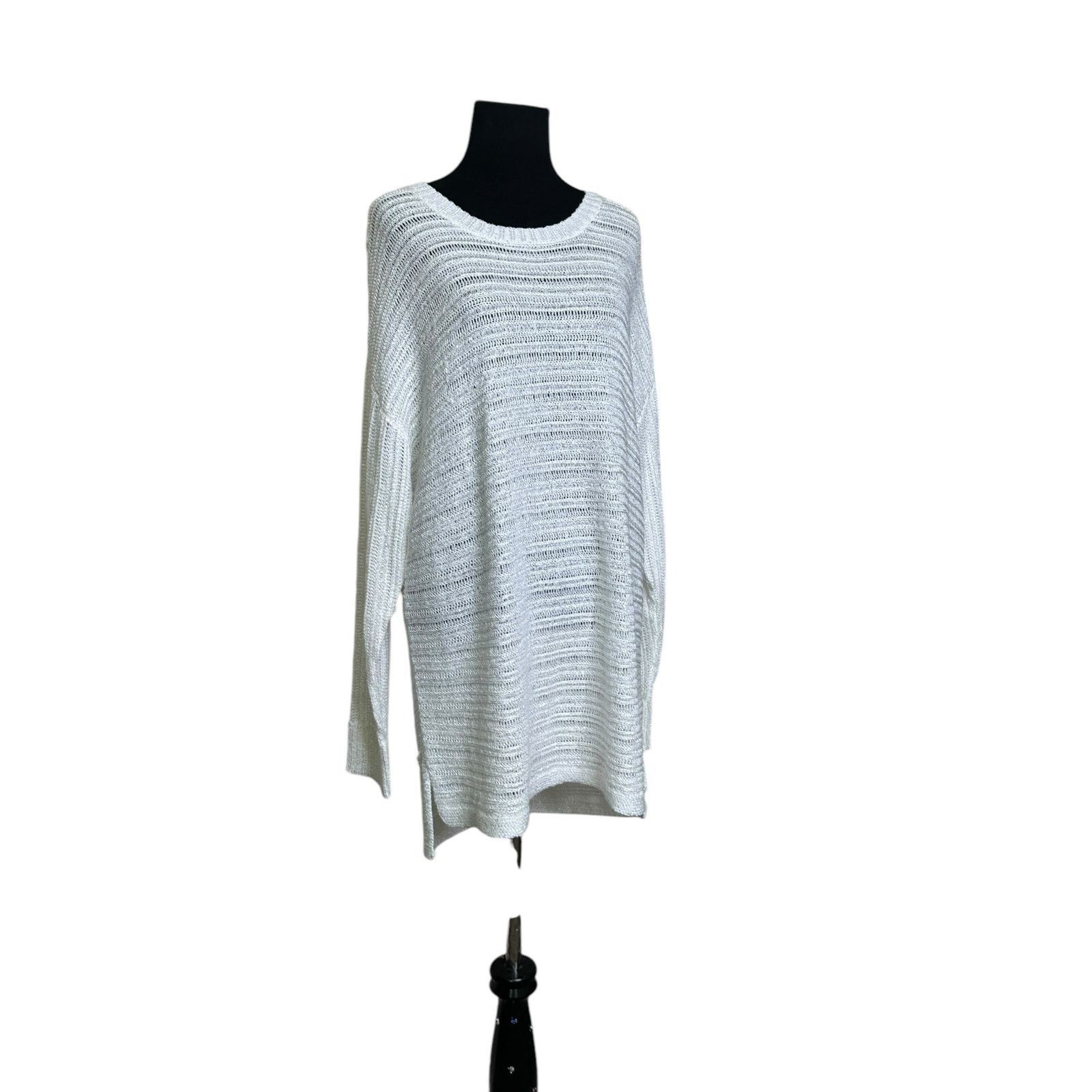 DKNY DKNY ivory metallic crochet tunic sweater size Large Size L / US 10 / IT 46 - 10 Thumbnail