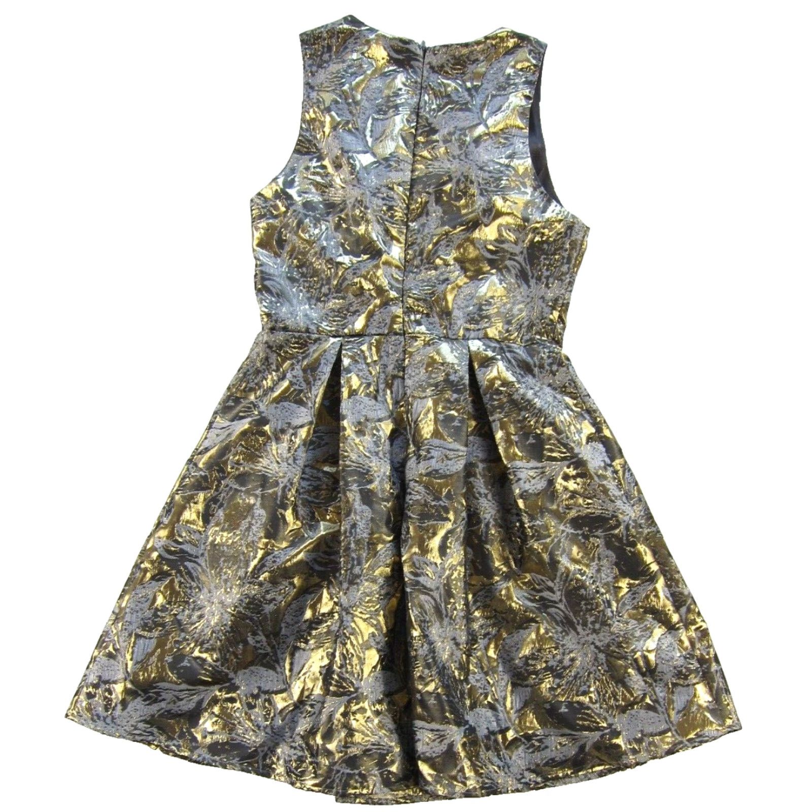 Vintage ASTR Dress Sleeveless Beaded Pleated Tank Cocktail Party Dress S Gold Silver Size S / US 4 / IT 40 - 2 Thumbnail