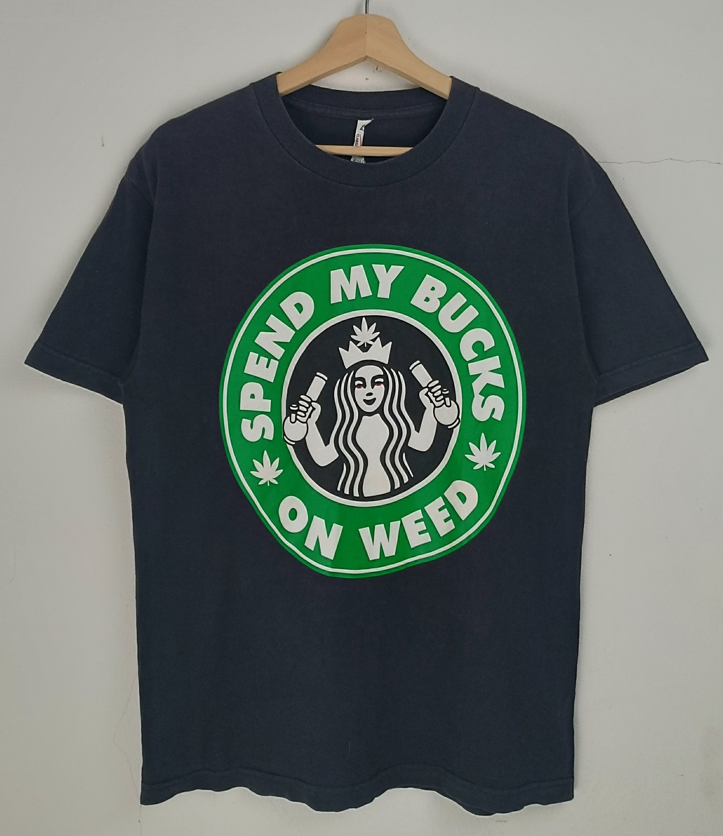 Vintage VINTAGE Y2K SPEND MY BUCKS ON WEED STARBUCKS PARODY TEE Size US M / EU 48-50 / 2 - 3 Thumbnail