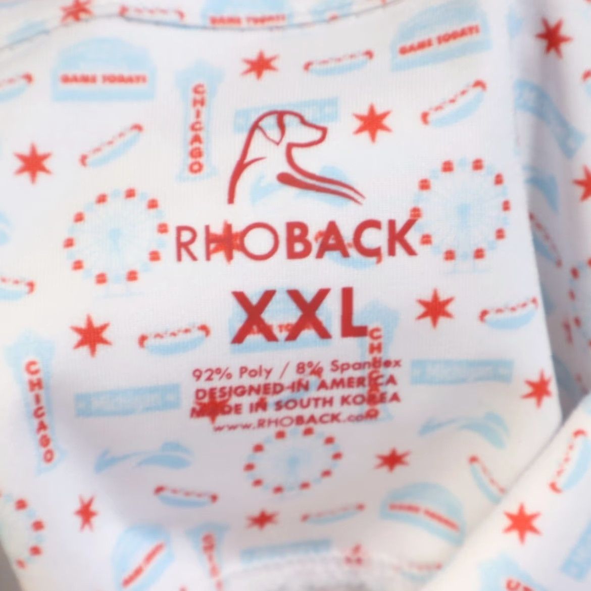 Vintage Rhoback Chicago Hot Dog Stretch Polo Shirt White Men's 2XL Size US XXL / EU 58 / 5 - 5 Thumbnail
