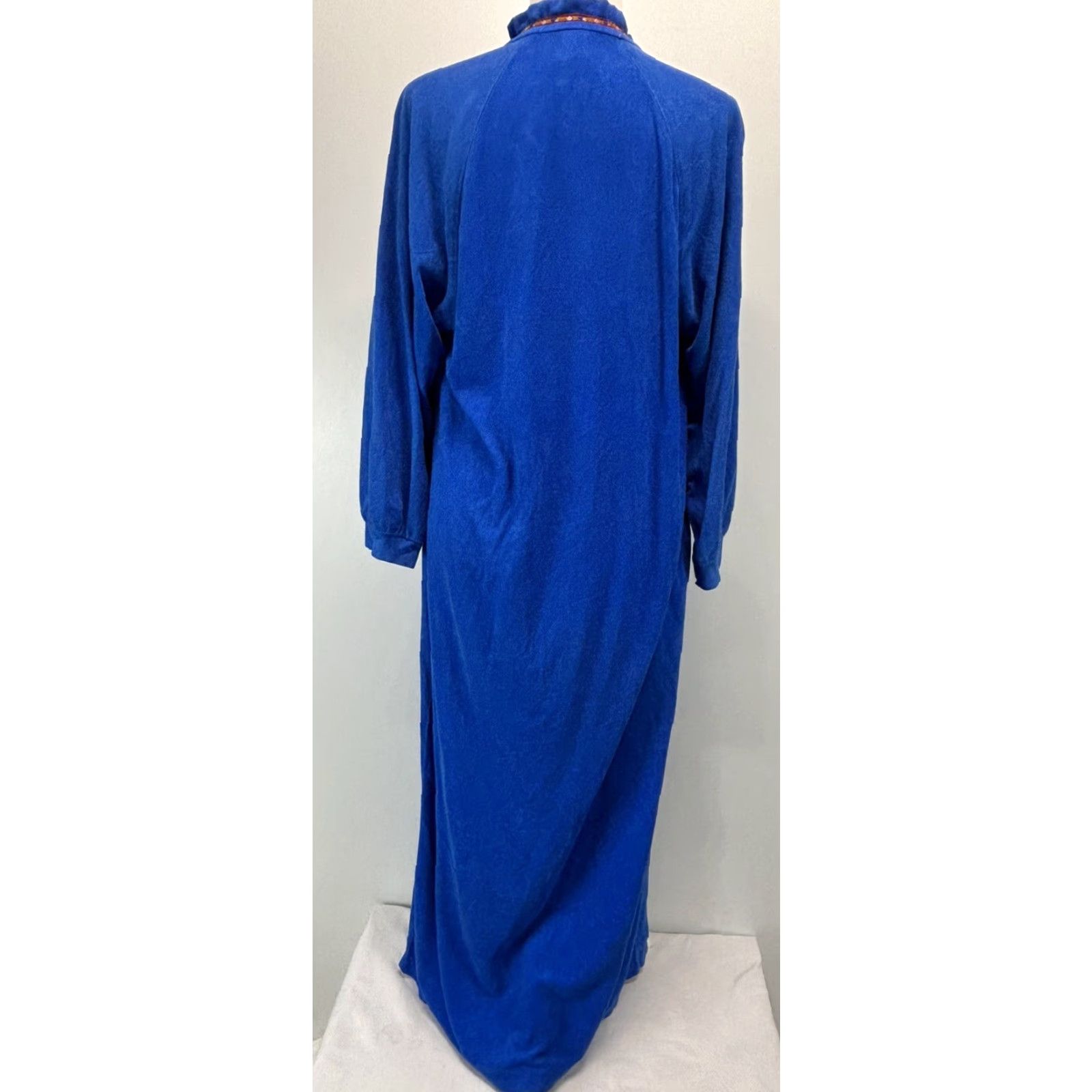 JCPenney VINTAGE JC Penney Nightgown Robe Long Sleepwear Half Zip 70s Blue Medium Mumu USA Womens Size M / US 6-8 / IT 42-44 - 3 Thumbnail