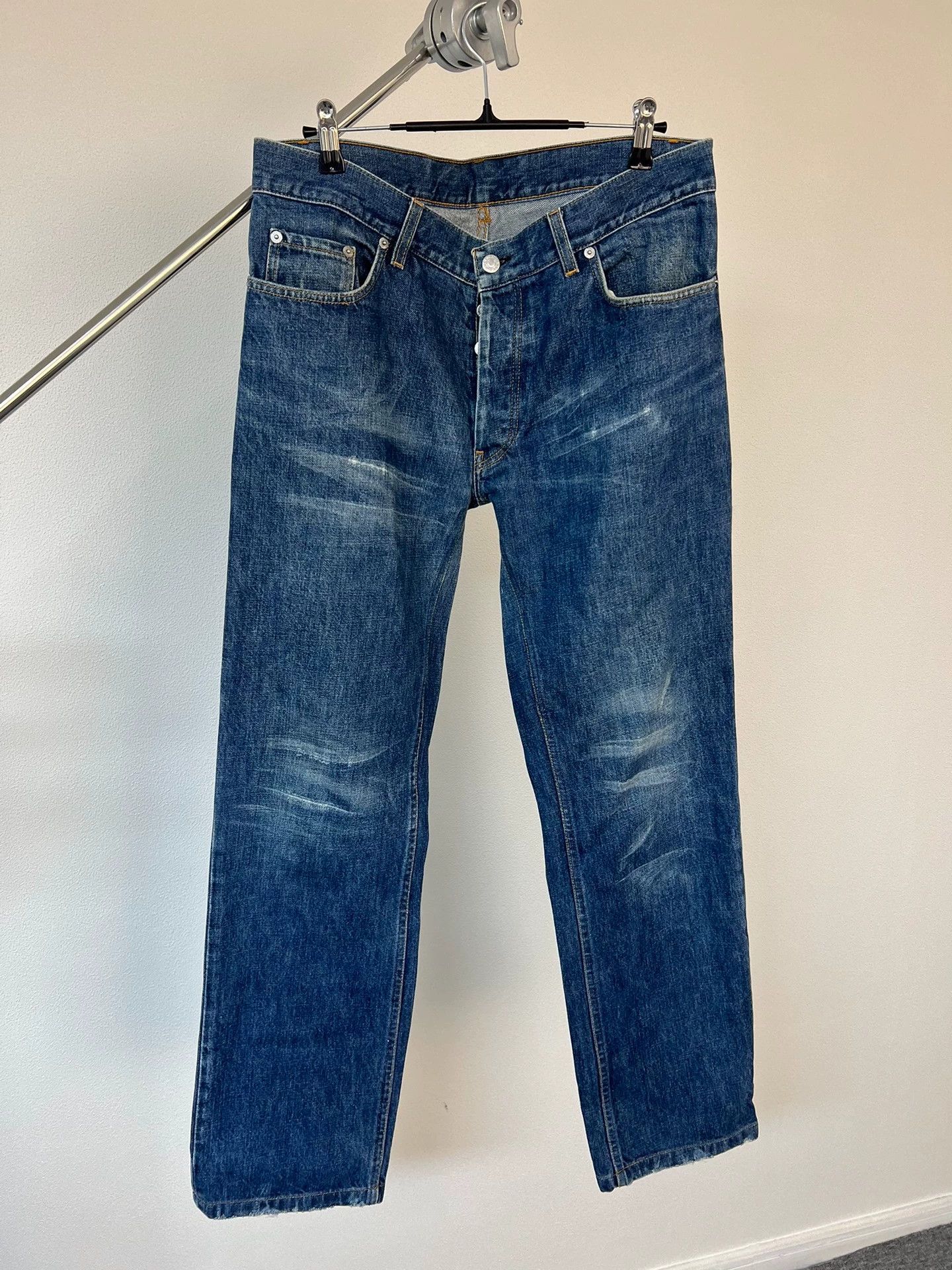 Helmut Lang Helmut Lang 98aw Blue Denim Distressed Oversized Jeans 33 Size US 33 - 2 Thumbnail