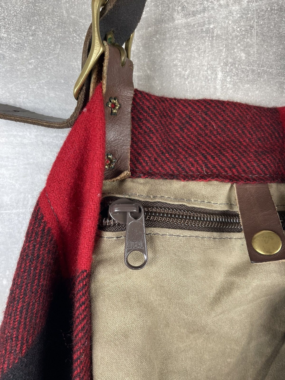Vintage × Woolrich Woolen Mills Woolrich x Abercrombie & Fitch Buffalo Plaid Wool Tote Bag Size ONE SIZE - 10 Thumbnail