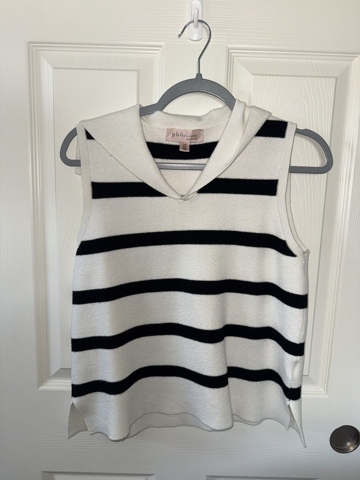 Other Philosophy sleeveless white and black striped sweater Size L / US 10 / IT 46 - 1 Thumbnail