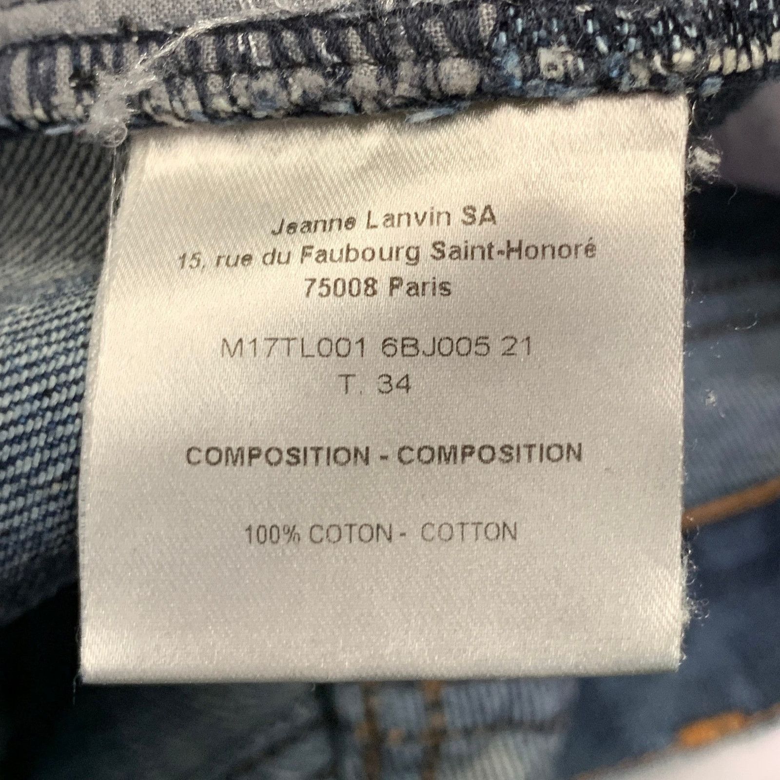 Lanvin LANVIN Twill Cotton Straight Contrast Stitch Zip Fly Jeans Size US 34 / EU 50 - 9 Thumbnail