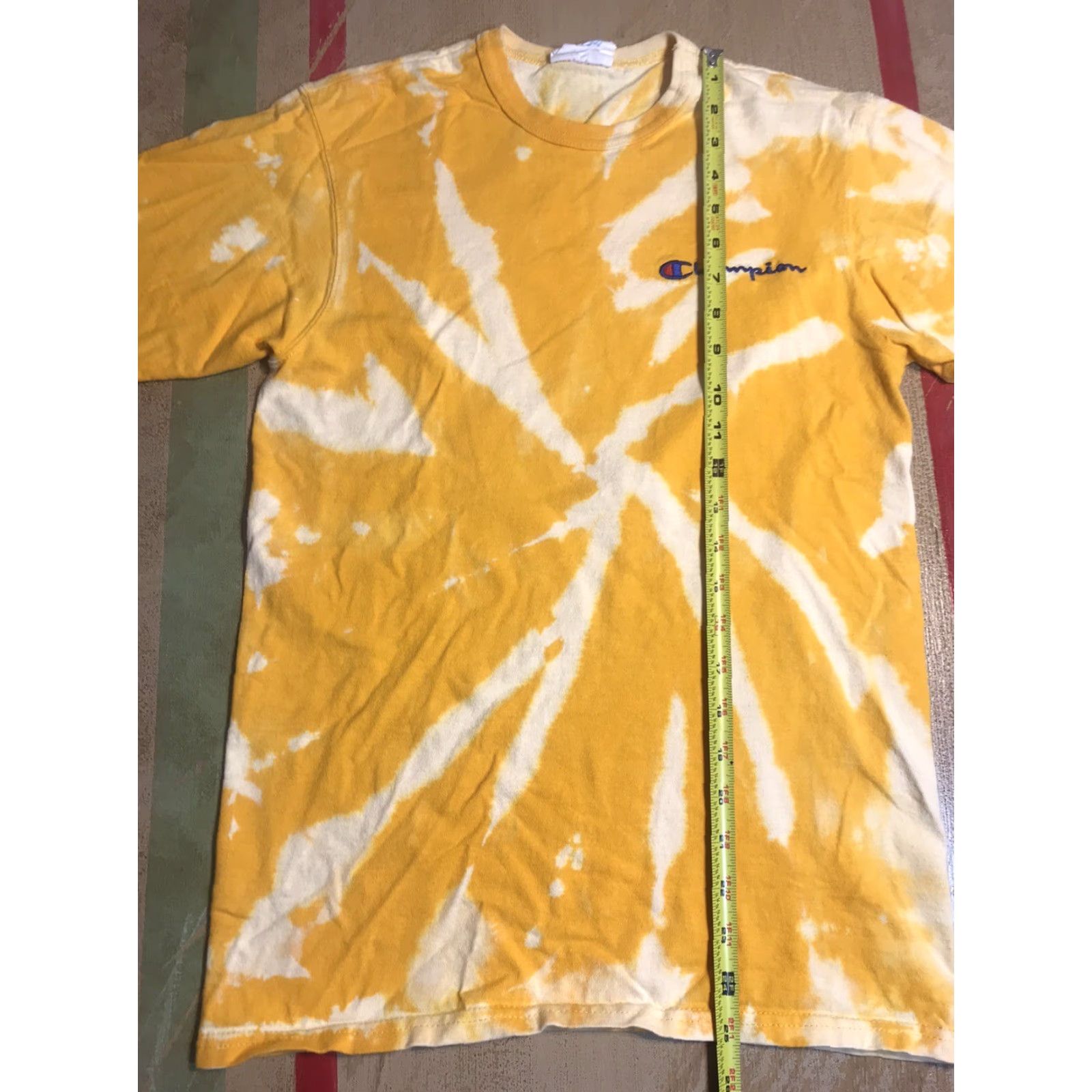 Champion Champion T-Shirt Mens Small Yellow Tie Dye Logo 90s Sports Short Sleeve Crew Neck Vintage No Size US S / EU 44-46 / 1 - 4 Thumbnail