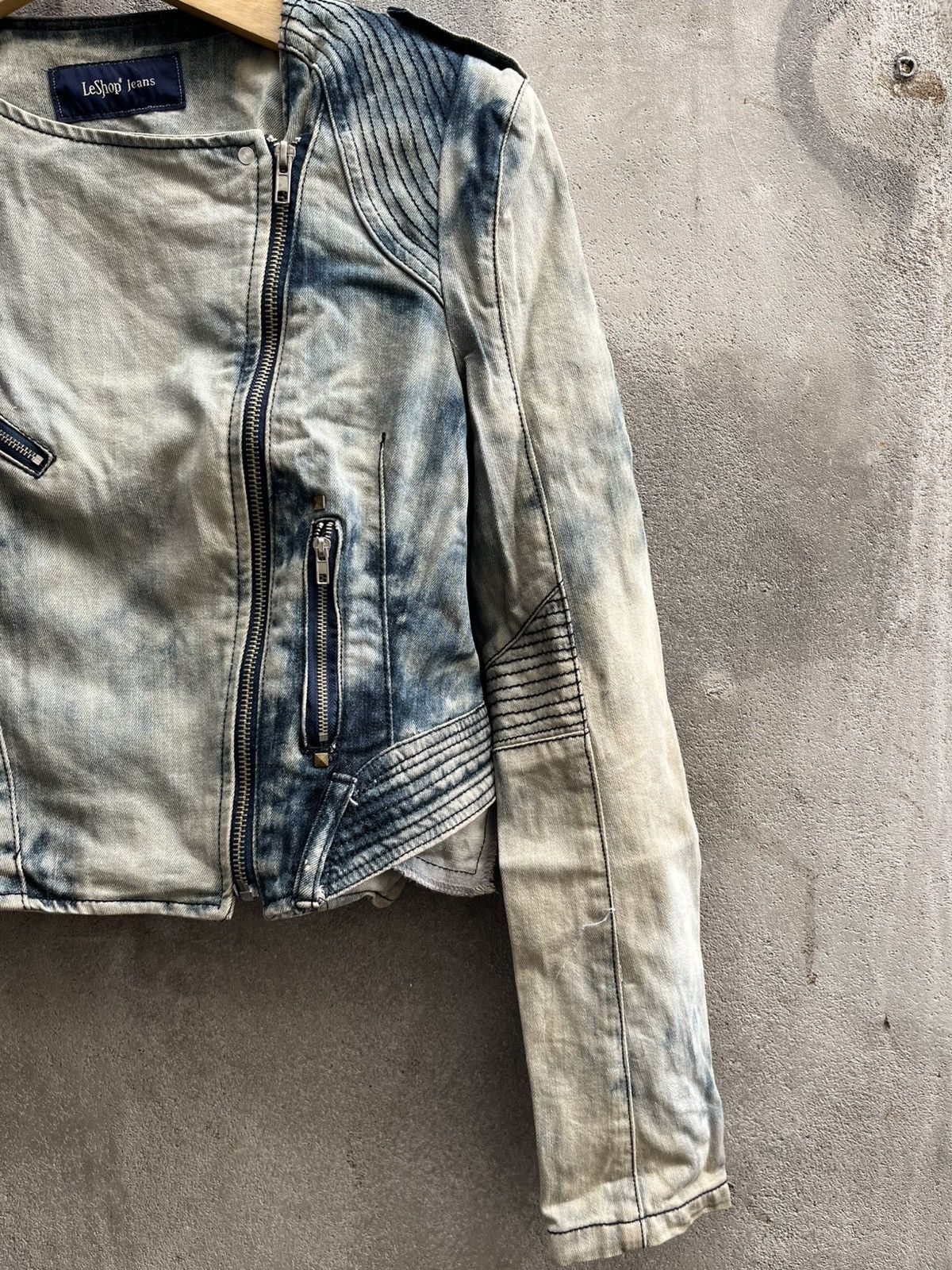 If Six Was Nine × Isamu Katayama Backlash × Le Grande Bleu (L.G.B.) Bleached Biker Denim Jacket – If Six Was Nine Vibe Size US S / EU 44-46 / 1 - 2 Thumbnail
