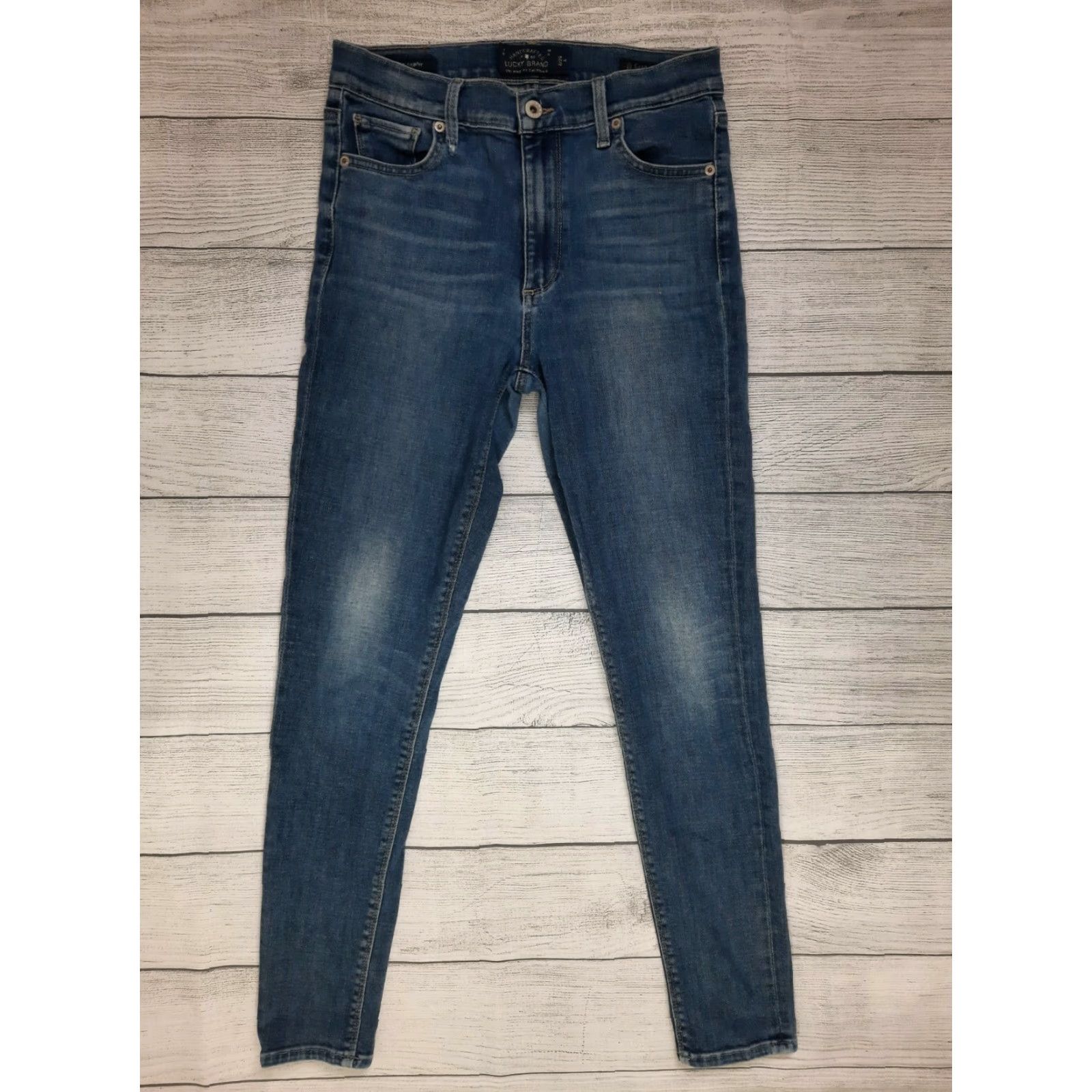 Lucky Brand Lucky Brand Bridgette Skinny Jeans Women 6/28 Denim Cotton Blend with Stretch Blue 28x26.5 Regular Mid Rise Zip Inseam 26.5” 6 Size 28" / US 6 / IT 42 - 6 Thumbnail