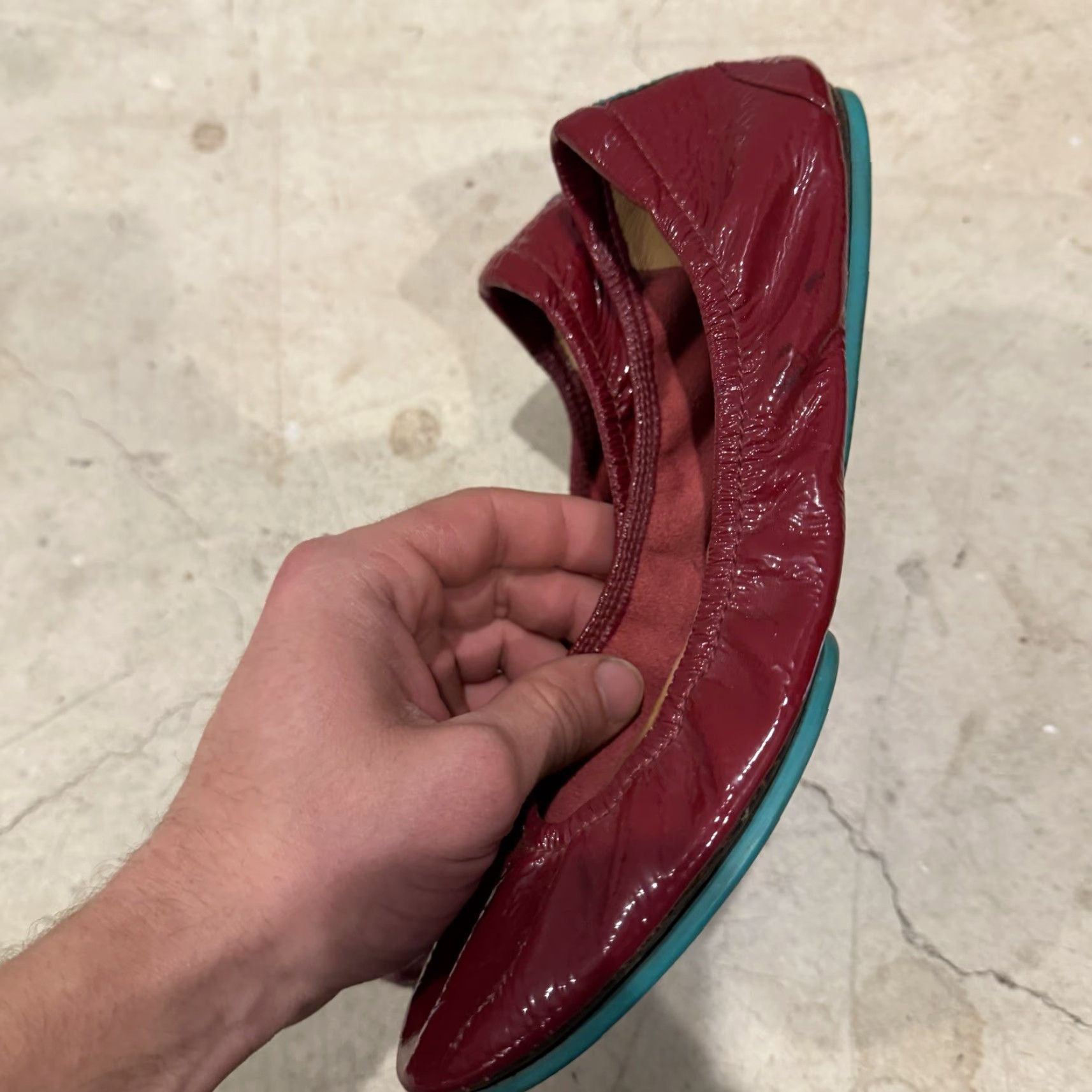 Vintage Tieks Ballet Flats Women 8 Ruby Red Patent Leather Flat Slip On City 90s? Wait not. No extra. Size US 8 / IT 38 - 5 Thumbnail