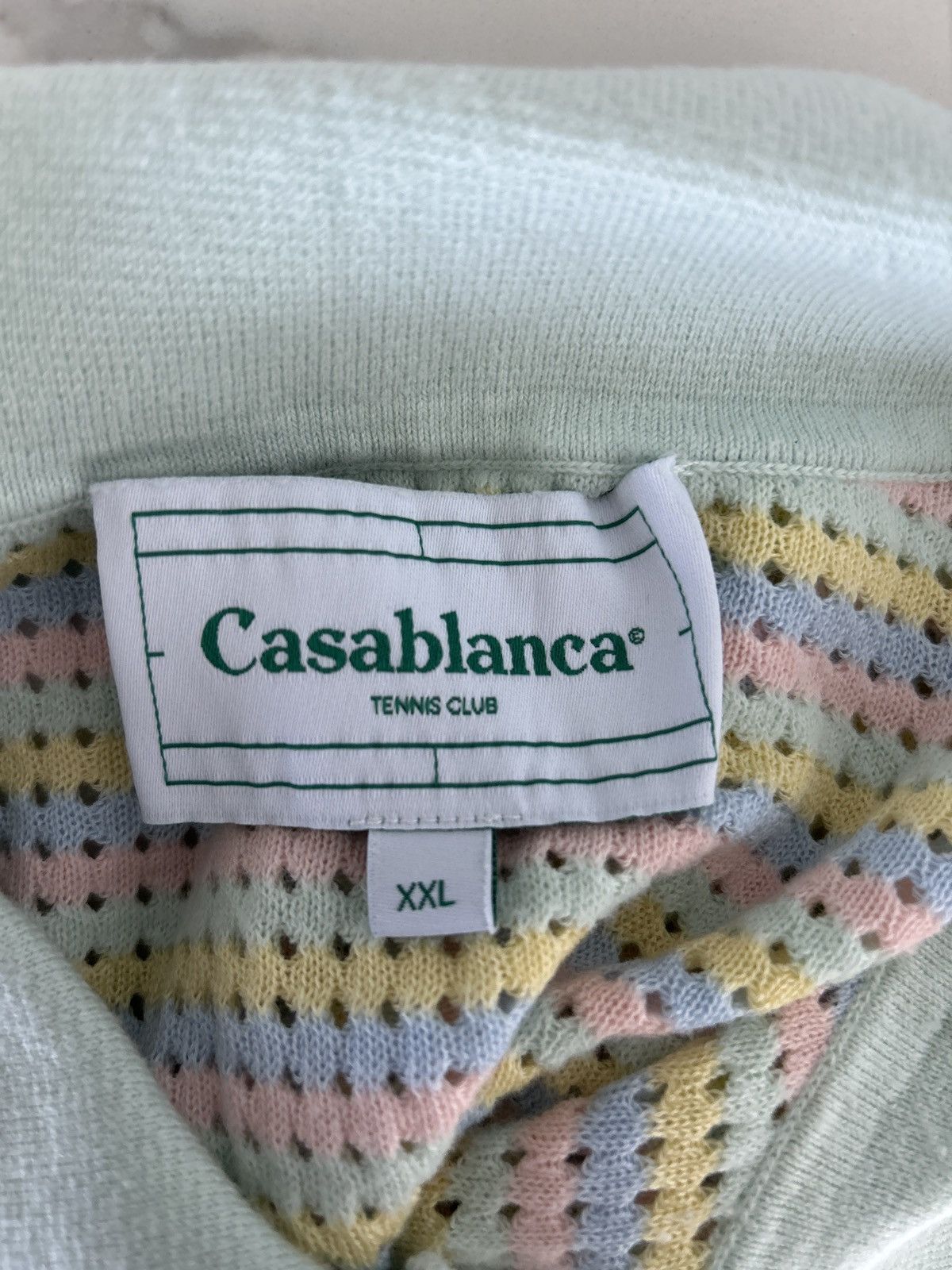 Casablanca Casa Blanca Mint Striped Polo Shirt Size US XXL / EU 58 / 5 - 4 Thumbnail