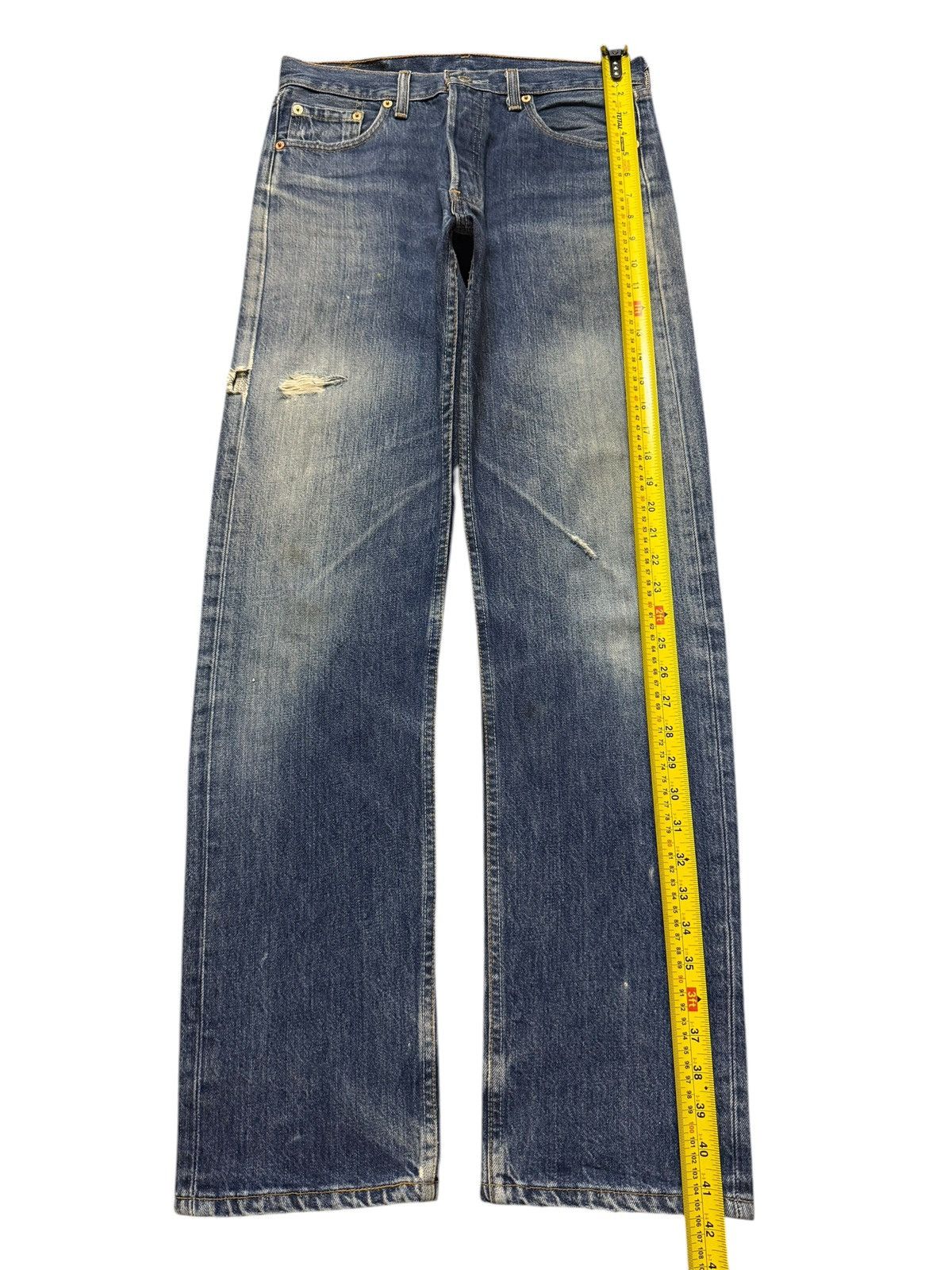 Levi's Vintage 90s Levis 501 Blue Faded Wash Distress Straight Leg Size US 30 / EU 46 - 9 Thumbnail