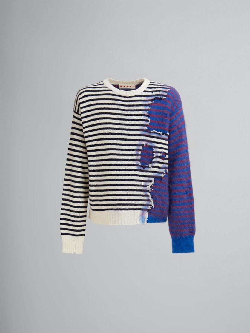 Marni o1w1db11125 Patchwork Striped Wool Sweater in Multicolor Size US L / EU 52-54 / 3 - 1 Thumbnail