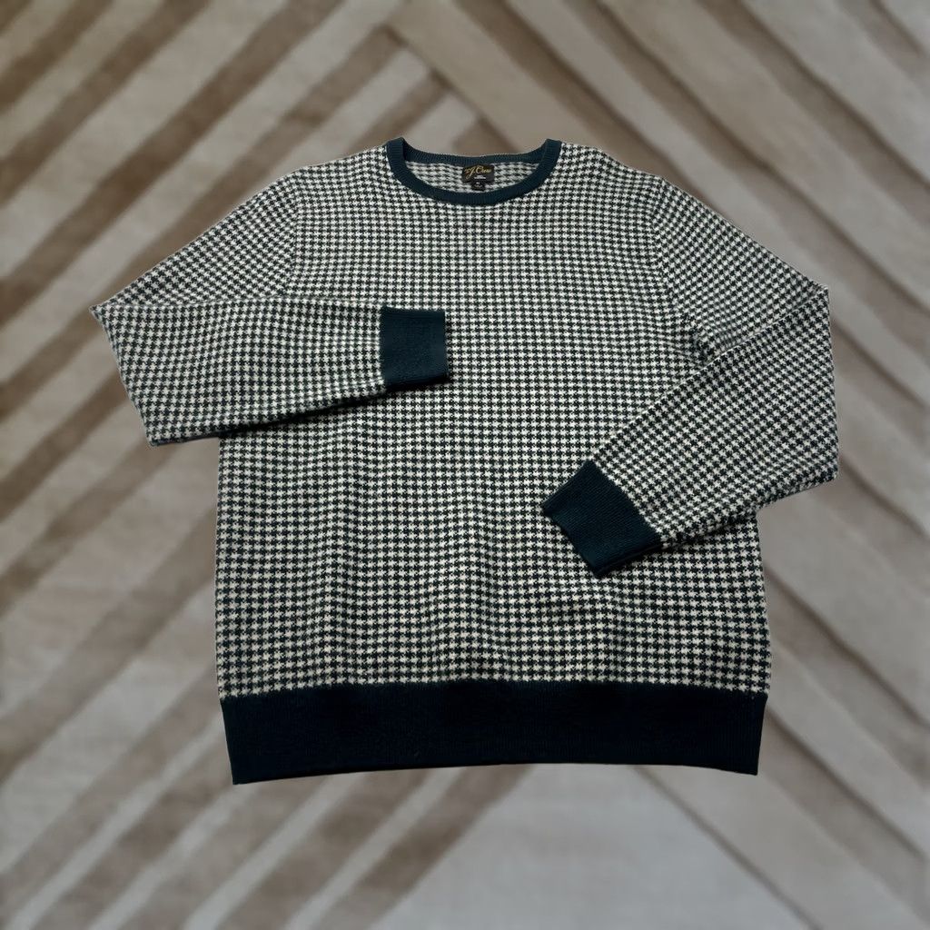 J.Crew J.Crew Cashmere Sweater Green Houndstooth Crewneck Men's Size Medium Size US M / EU 48-50 / 2 - 1 Thumbnail