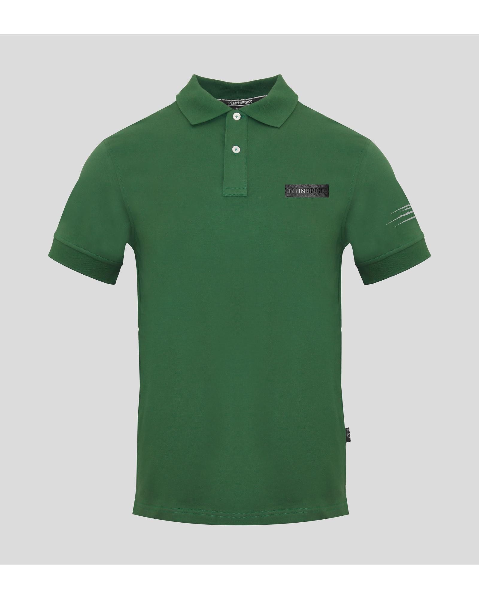 Image of Philipp Plein Logo Detail Cotton Polo in Green, Men's (Size 2XL)