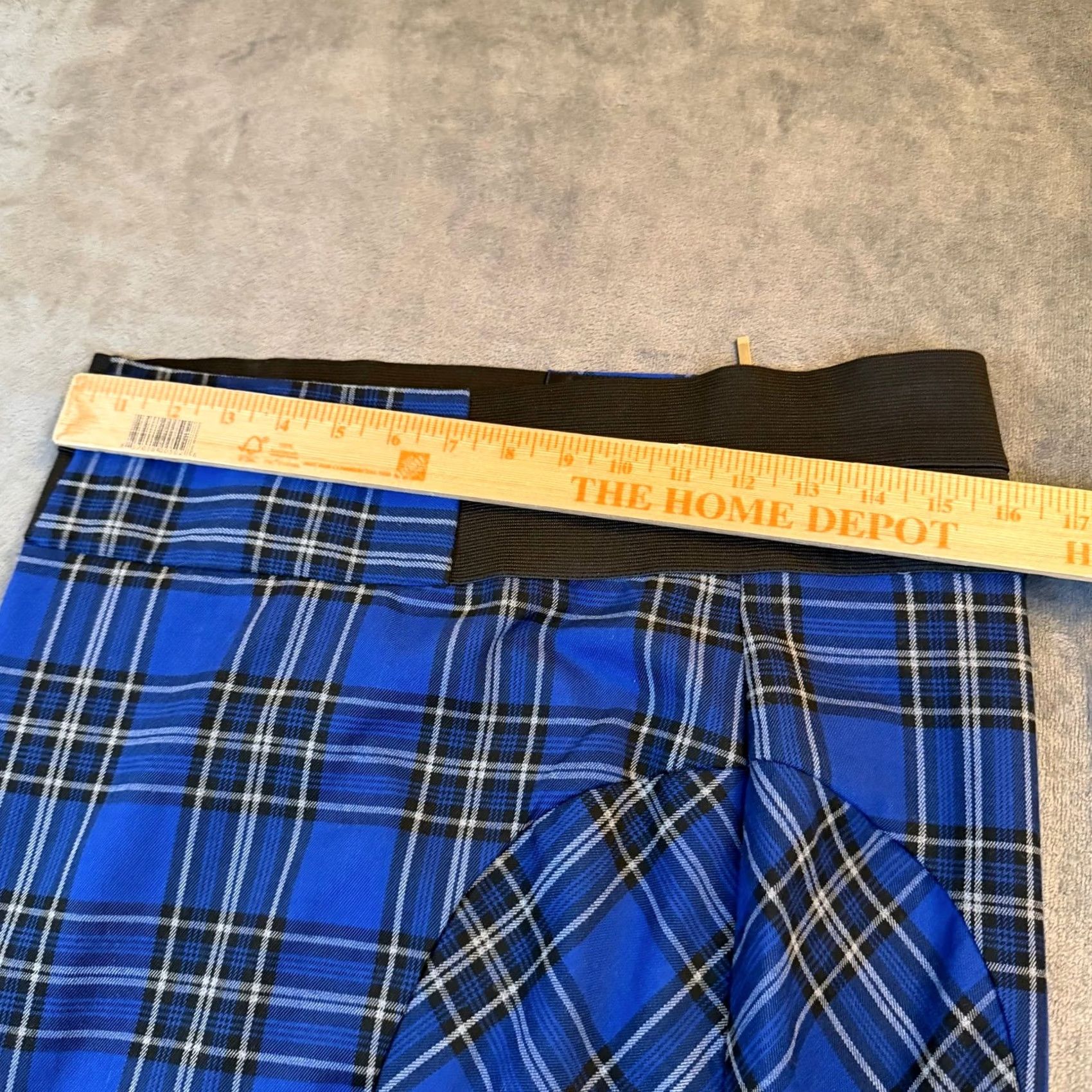 Vintage Charlotte Russe Plaid Skirt Women's Knee Length A-Line Blue Wool-Like Flannel Zip Pockets Zipper Casual Fall Spring Size 32" / US 10 / IT 46 - 6 Thumbnail