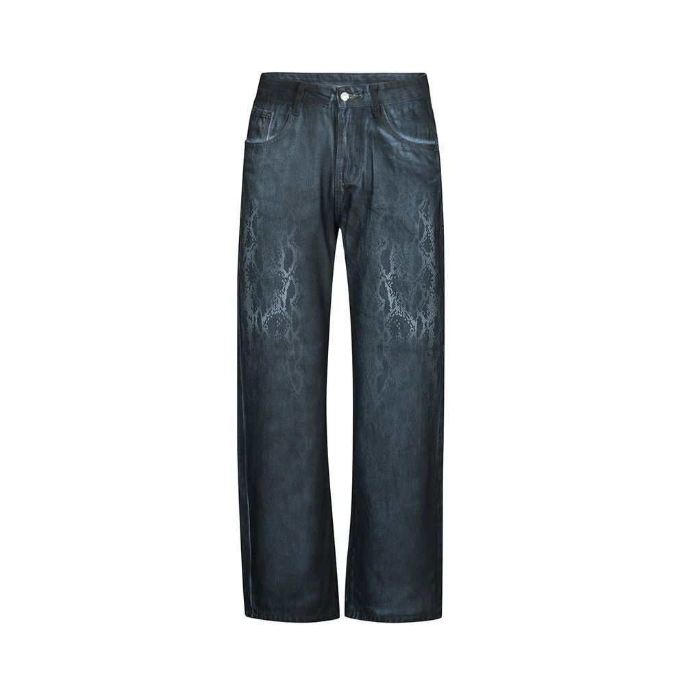 Vintage Men's punk snake print distressed heavy spray-dyed jeans Size US 32 / EU 48 - 1 Thumbnail