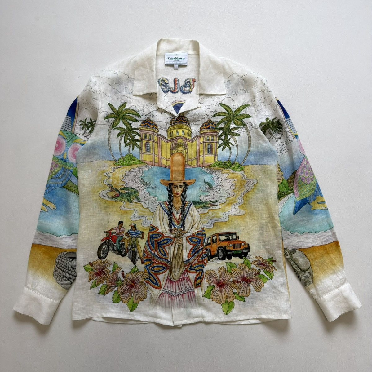 Casablanca ‘Spirit Lake’ Patterned White Linen Shirt Size US S / EU 44-46 / 1 - 2 Thumbnail
