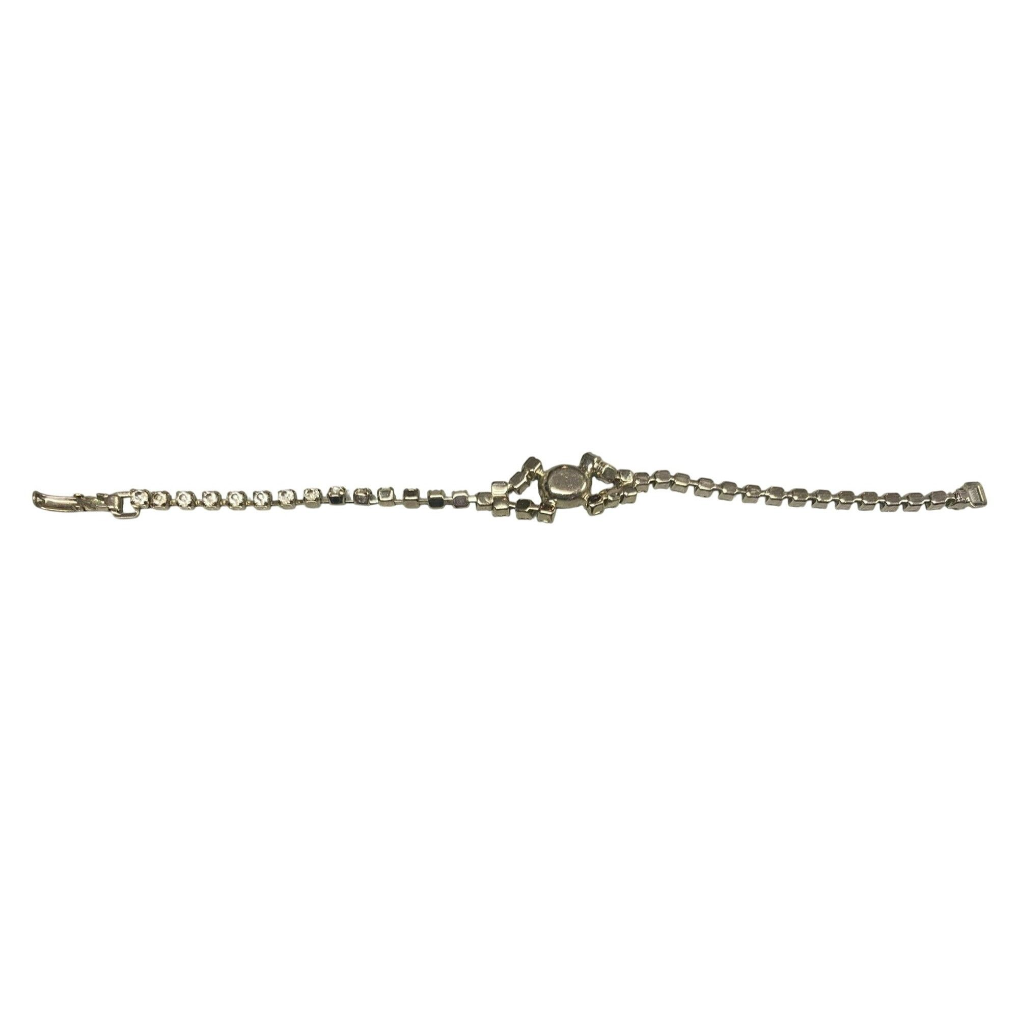 Other Vintage Art Deco Silver Tone Rhinestone Tennis Bracelet 7-In Size ONE SIZE - 5 Thumbnail