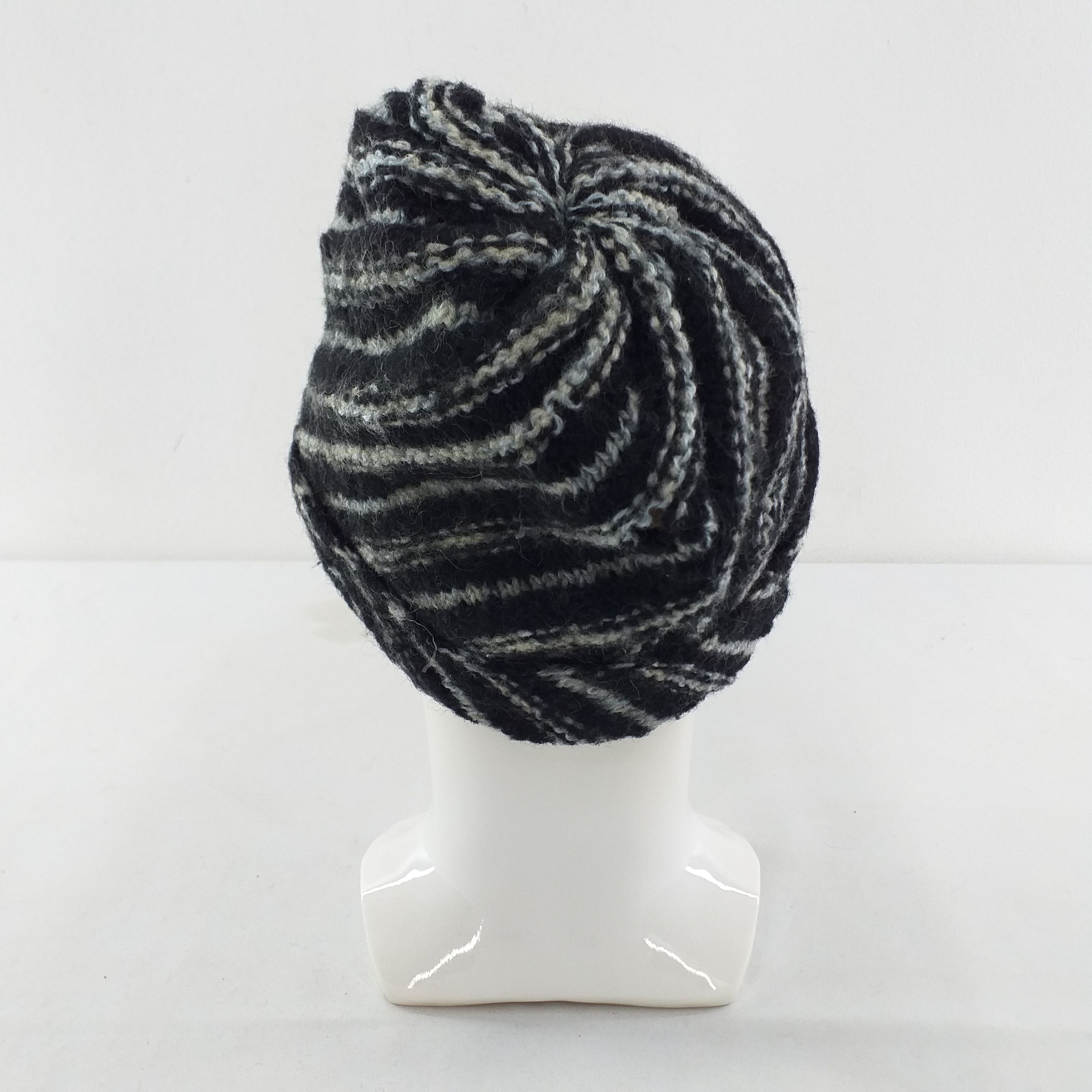 Japanese Brand Plain Black and White Stripes Snow Cap Hat Beanie -BN179 Size ONE SIZE - 2 Thumbnail