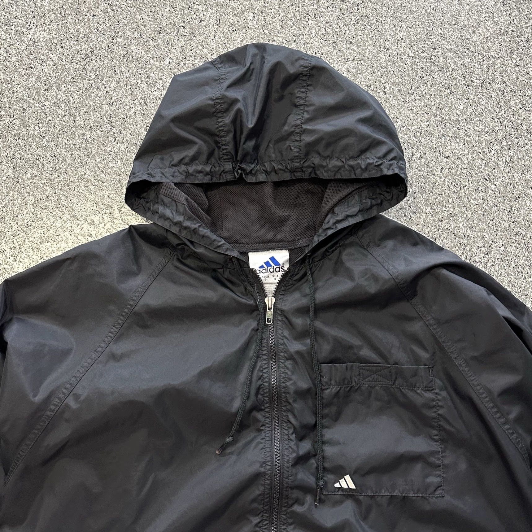 Adidas VINTAGE adidas Windbreaker Jacket Mens L Black Hooded Y2K 3 Stripes Full Zip Windbreaker Jacket Size US L / EU 52-54 / 3 - 2 Thumbnail