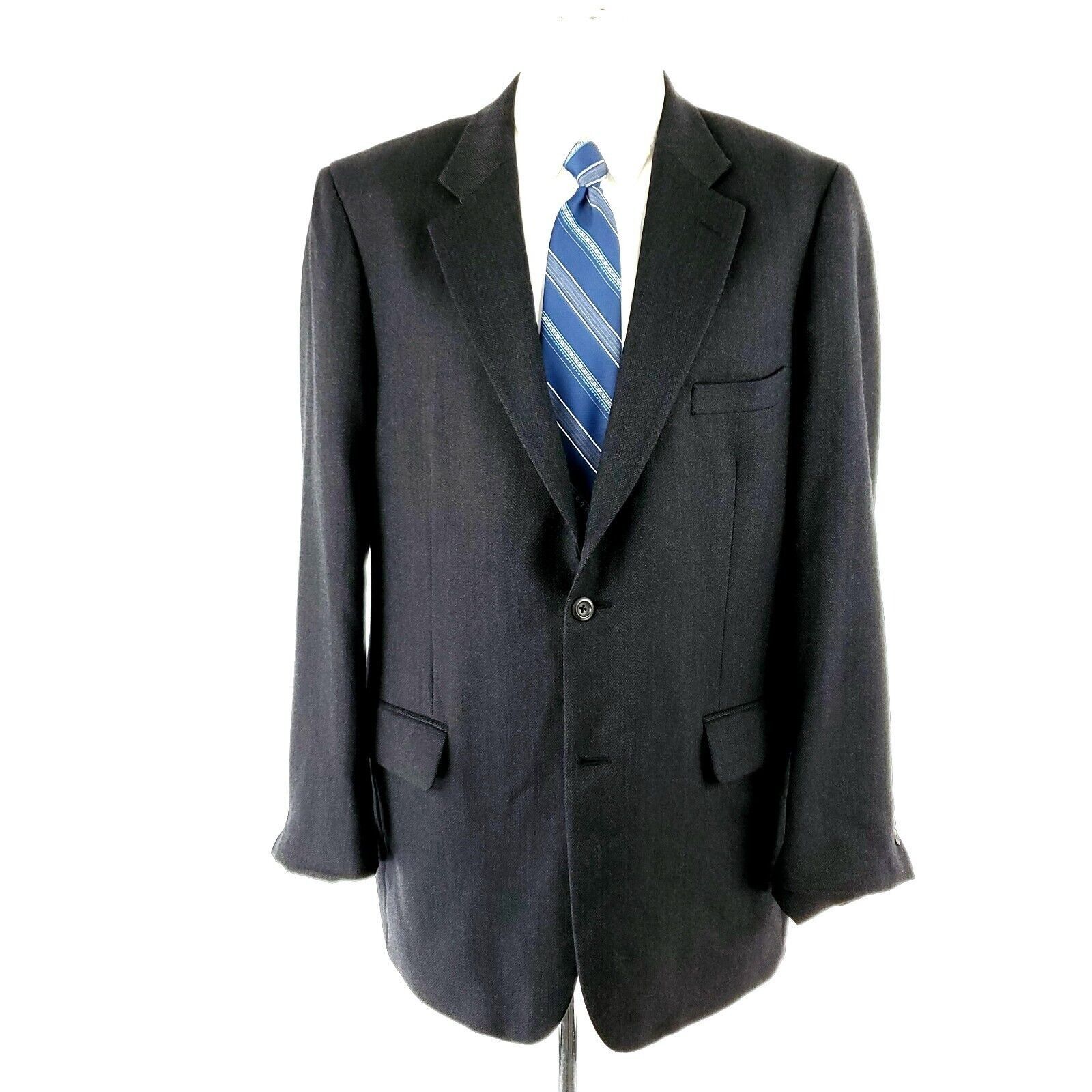 Pronto Uomo Pronto Uomo 100% Lambswool Tweed 2 Button Sport Coat 42L Gra Size 42L - 3 Thumbnail