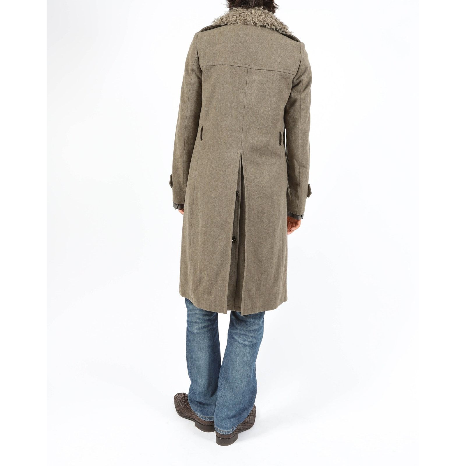 Dries Van Noten FW16 Faux Fur Collar Double Breasted Long Coat in Grey Wool Size US S / EU 44-46 / 1 - 3 Thumbnail