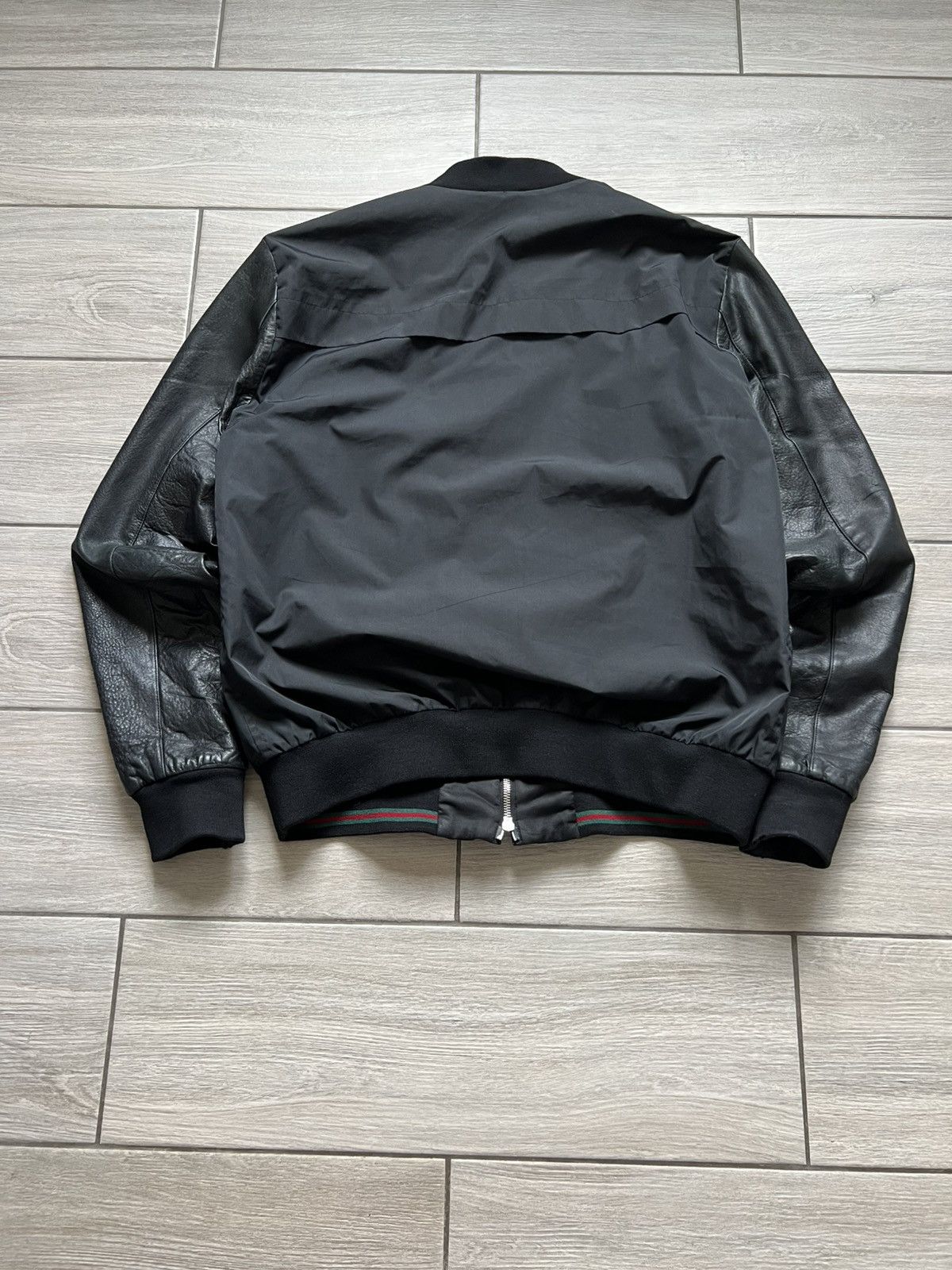 Gucci Gucci Bomber Jacket Leather Sleeve Rare Old Money Size US L / EU 52-54 / 3 - 4 Thumbnail
