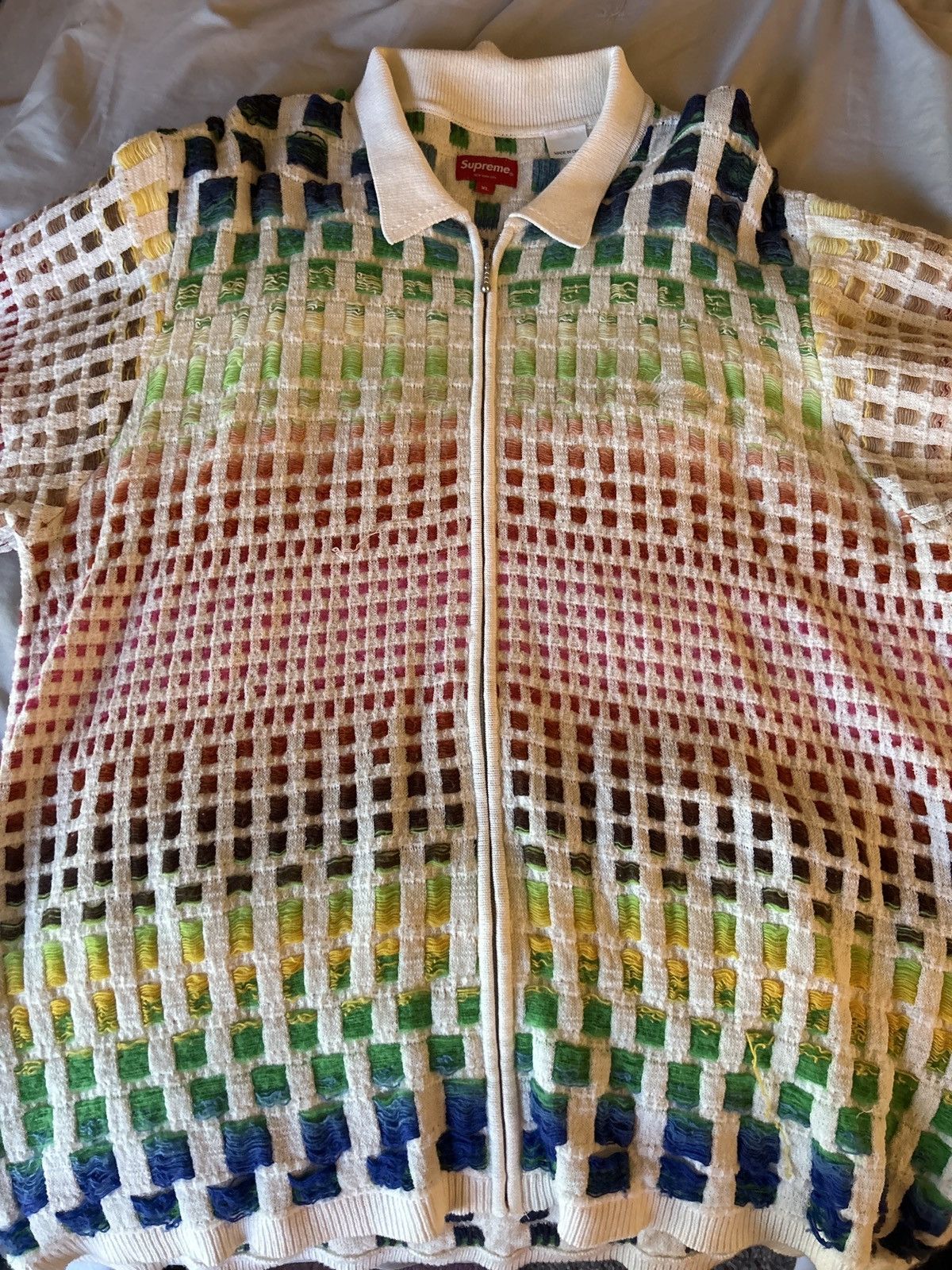 Supreme Supreme SS23 Gradient Grid Zip Up Polo Size US XL / EU 56 / 4 - 3 Thumbnail