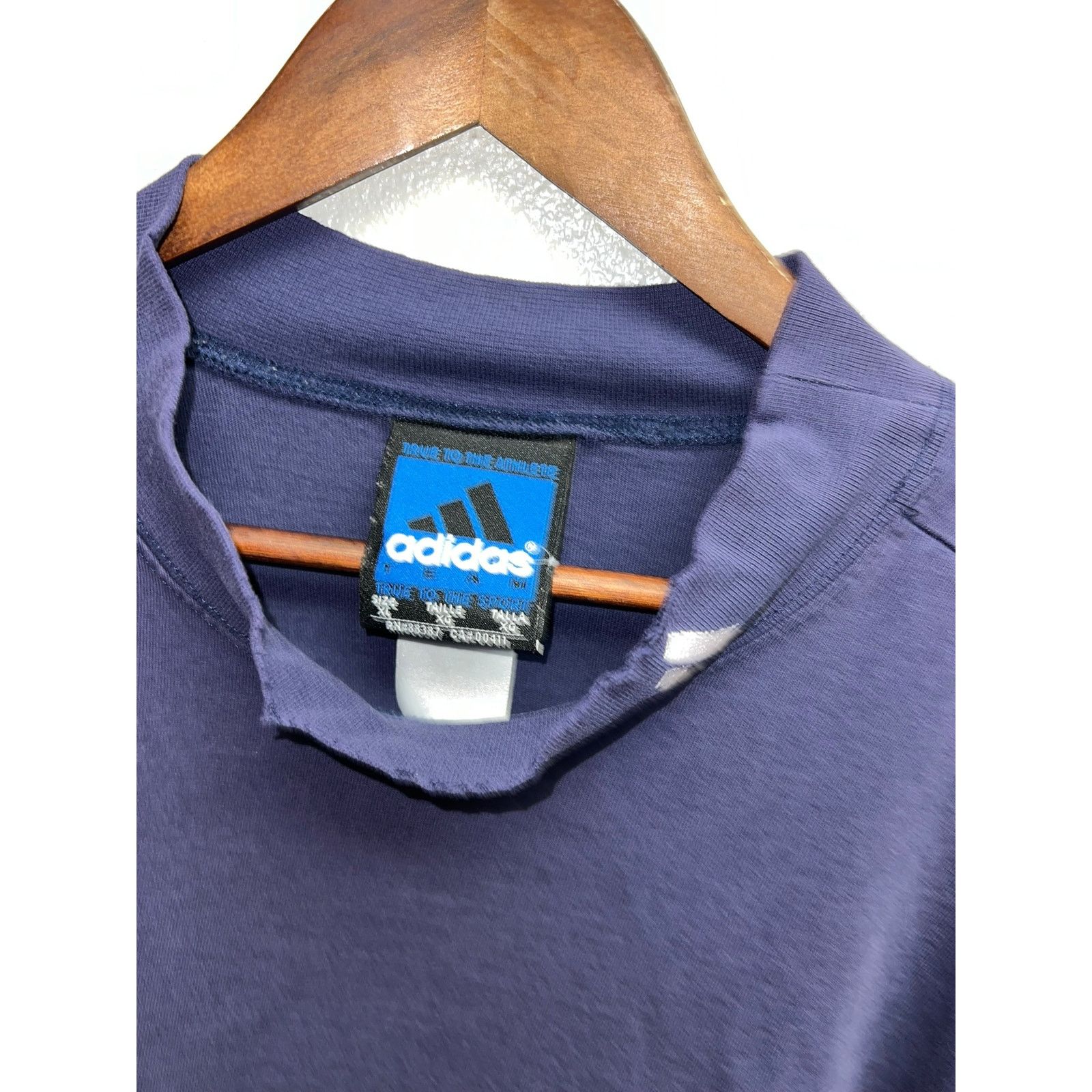 Adidas Vintage Adidas Blue Mock Neck Long Sleeve Shirt VTG 90s XL Size US XL / EU 56 / 4 - 4 Thumbnail