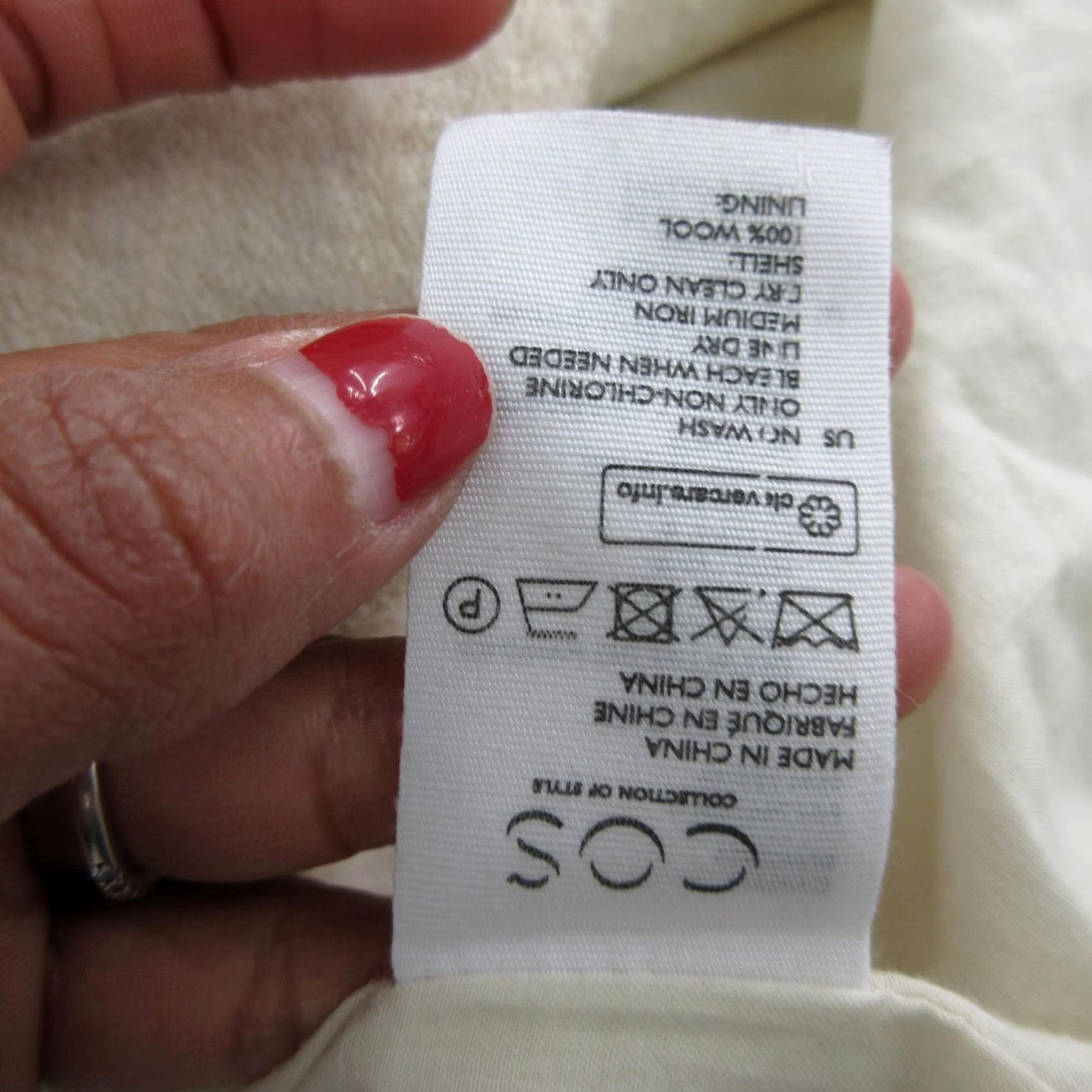 Cos COS Coat Womens 12 White Wool Zip Front Collarless Lined Pockets Mid Length Size XL / US 12-14 / IT 48-50 - 6 Thumbnail