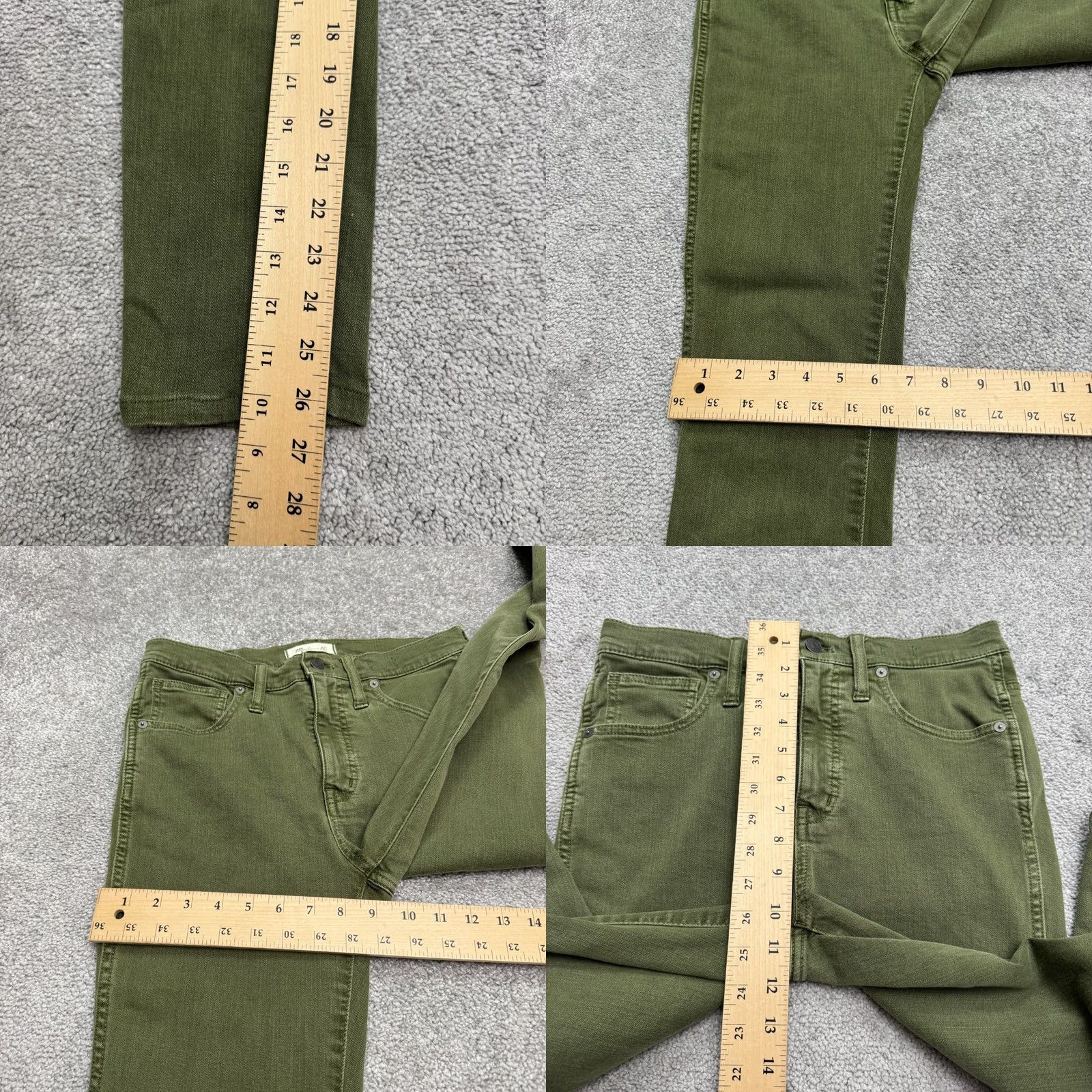 Madewell Madewell Jeans Womens 27 High Rise Skinny Denim Green Olive 10" Inseam 26" Belt Loops 5-Pocket City Grunge Outdoor Jeans Mens Womens Girls Size 27" / US 4 / IT 40 - 9 Thumbnail