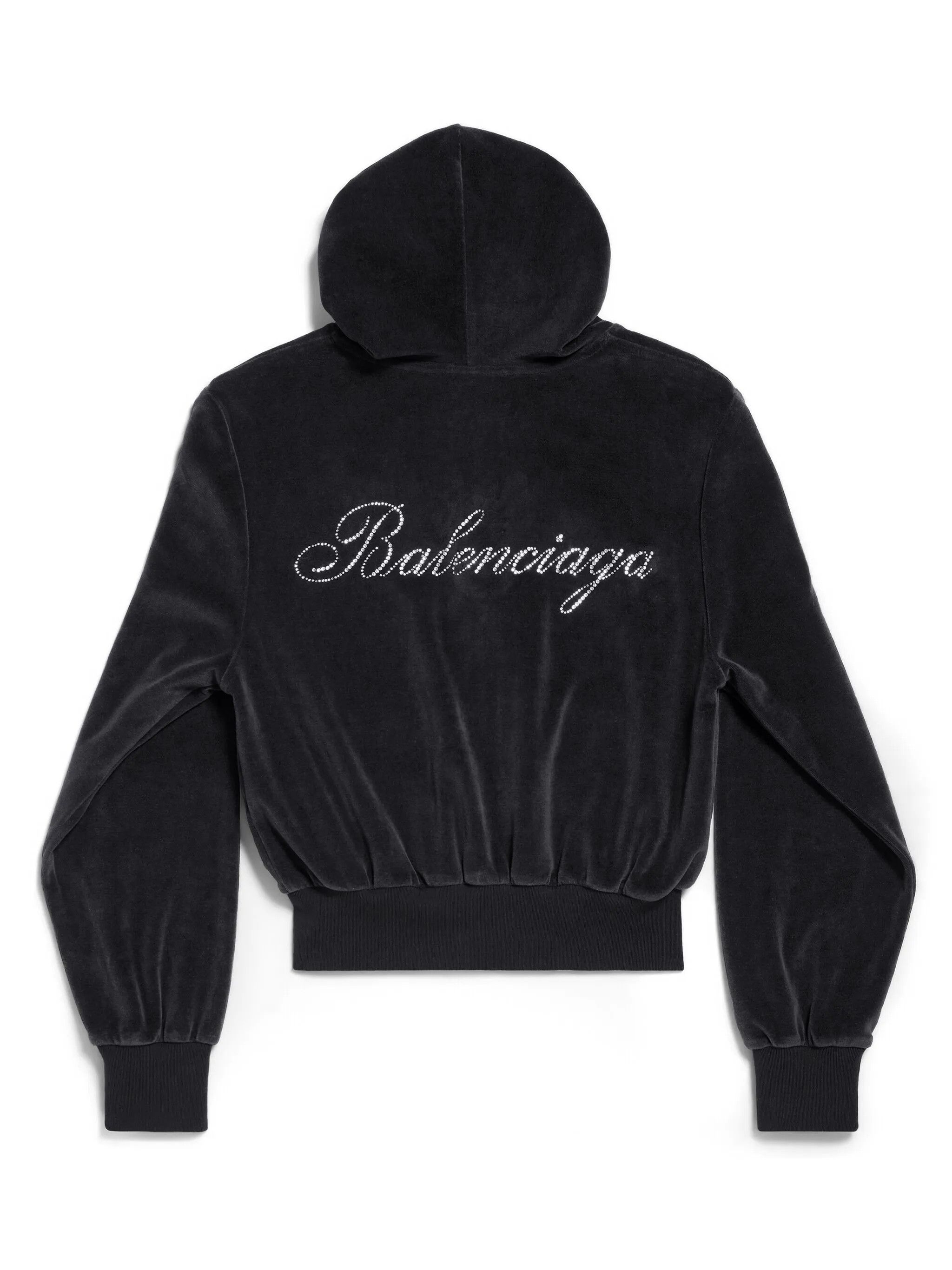 Balenciaga o1srvl11e1225 Handwritten Shrunk Zip-Up Hoodie Fitted Black Size US M / EU 48-50 / 2 - 5 Thumbnail
