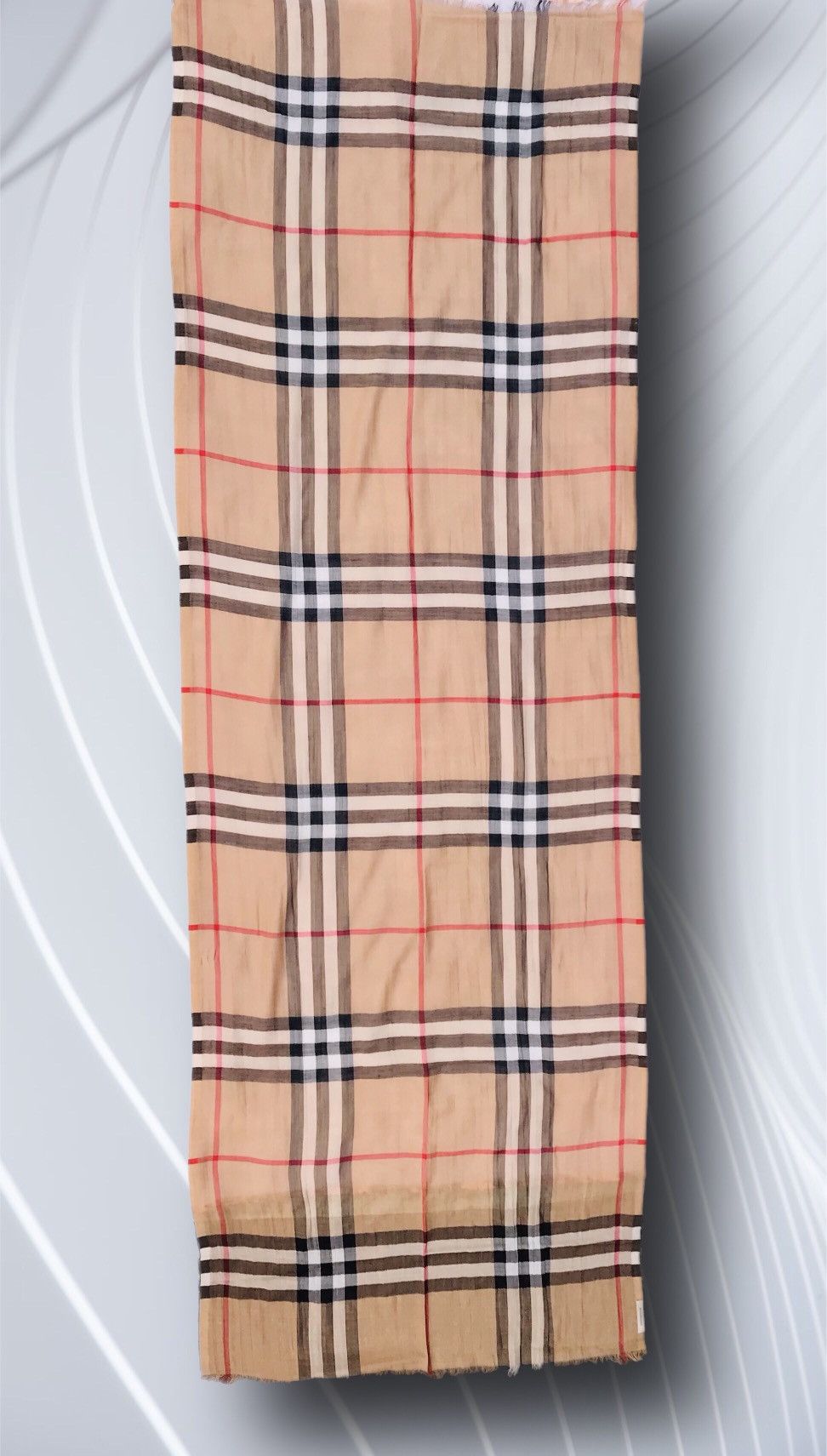 Burberry Burberry Light Nova Check Scarf Shawl Wrap Plaid Wool Silk Size ONE SIZE - 1 Thumbnail