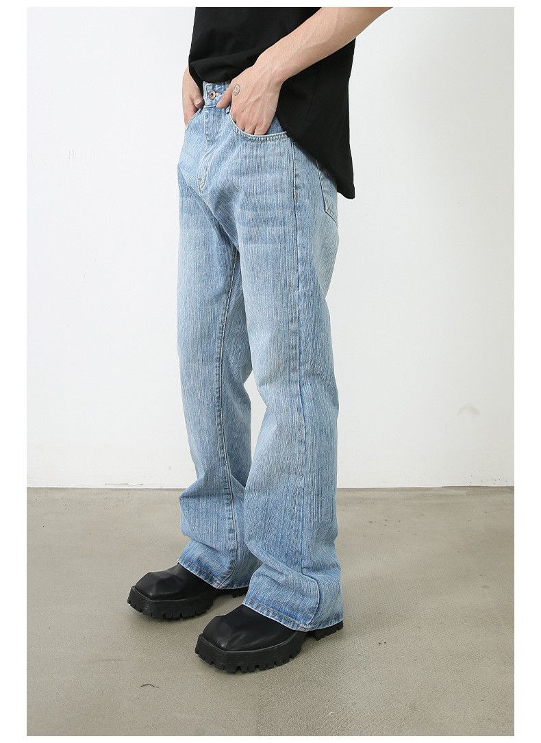 Japanese Brand × Jean Vintage washed distressed loose straight-leg flared jeans Size US 32 / EU 48 - 3 Thumbnail