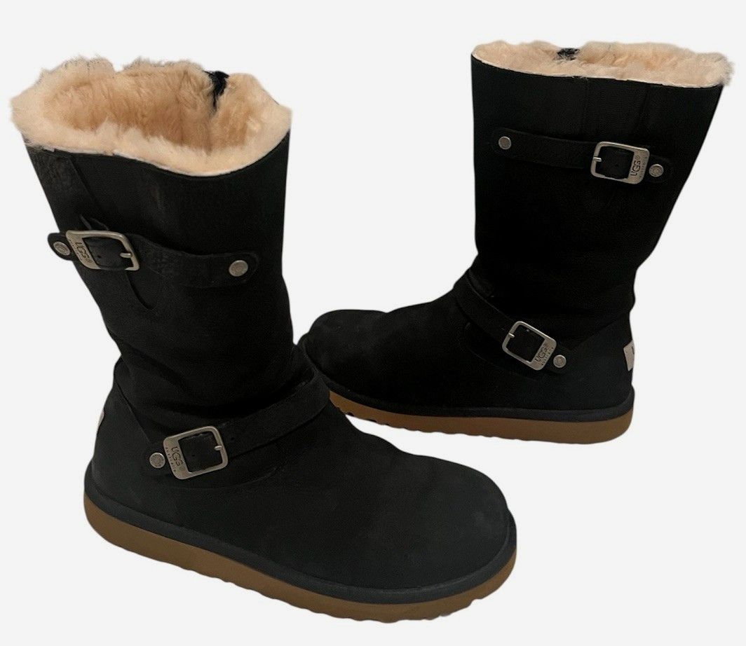 Ugg UGG Kengsington Leather Sheepskin Buckles Moto Boots Size US 6 / IT 36 - 2 Thumbnail