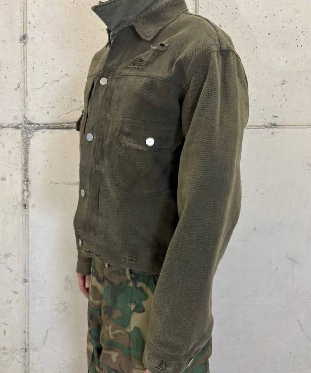 FAR FROM WHAT Far Archive 25SS Distressed Cropped Wide Denim Jacket J31 Size US S / EU 44-46 / 1 - 7 Thumbnail