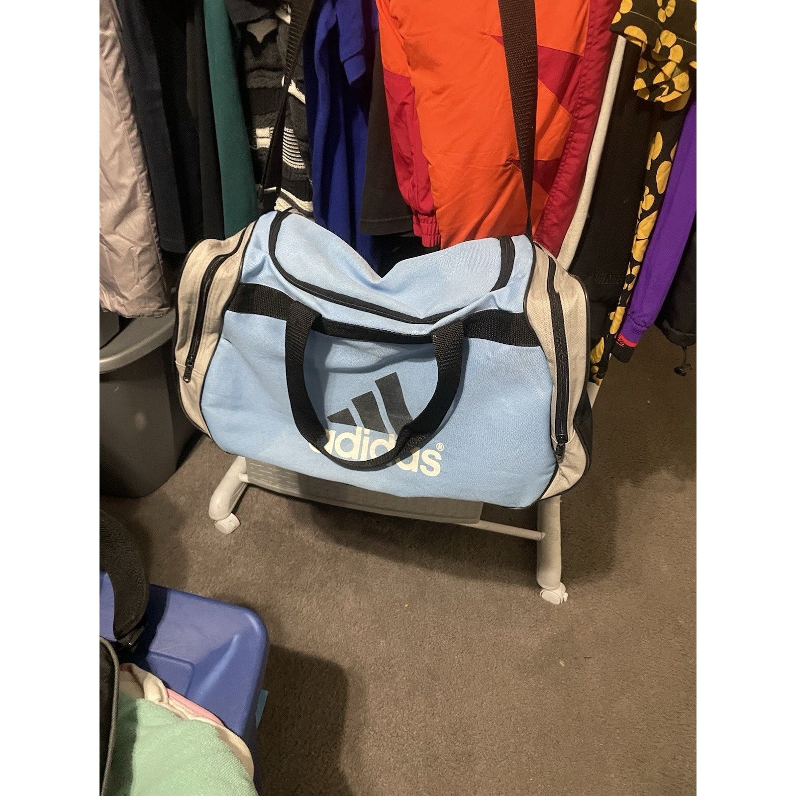 Adidas Adidas Black & UNC Light Blue Duffle Gym Bag Size ONE SIZE - 1 Thumbnail
